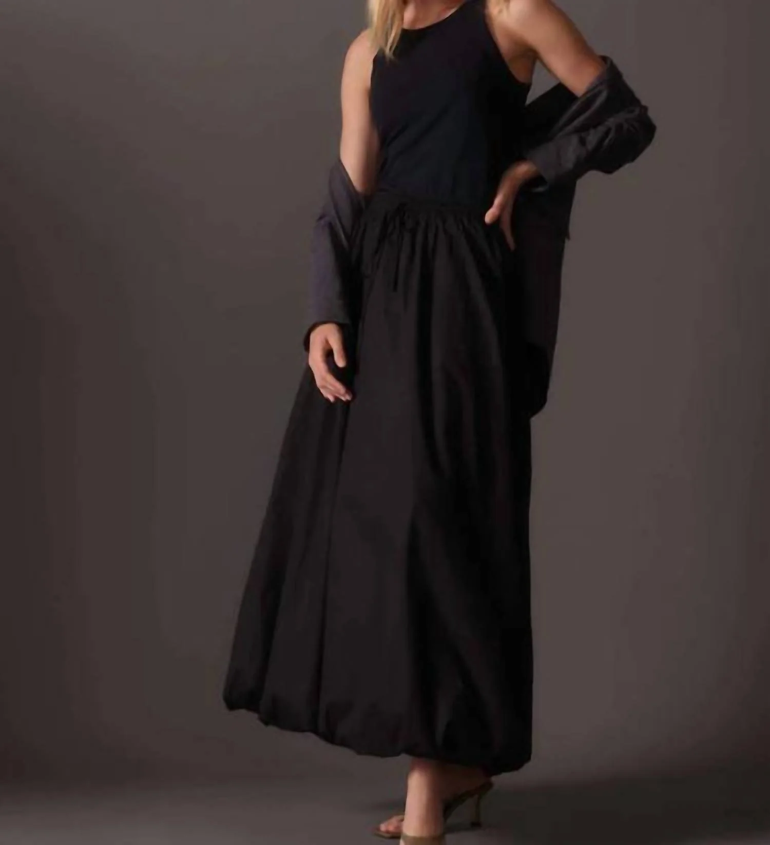 Poplin Maxi Skirt In Black