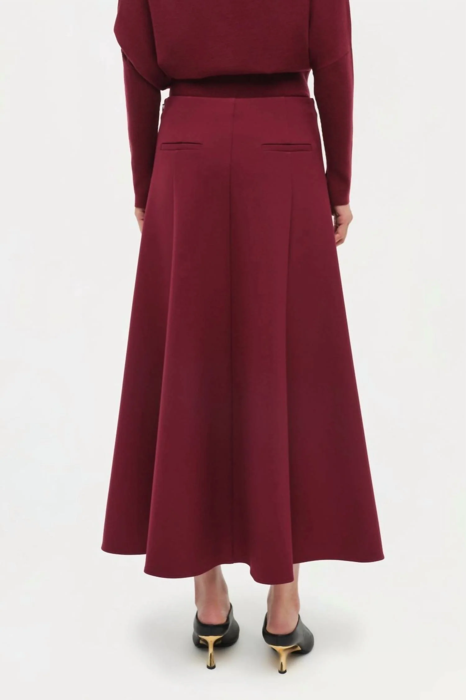 Dottie A-Line Midi Skirt In Oxblood