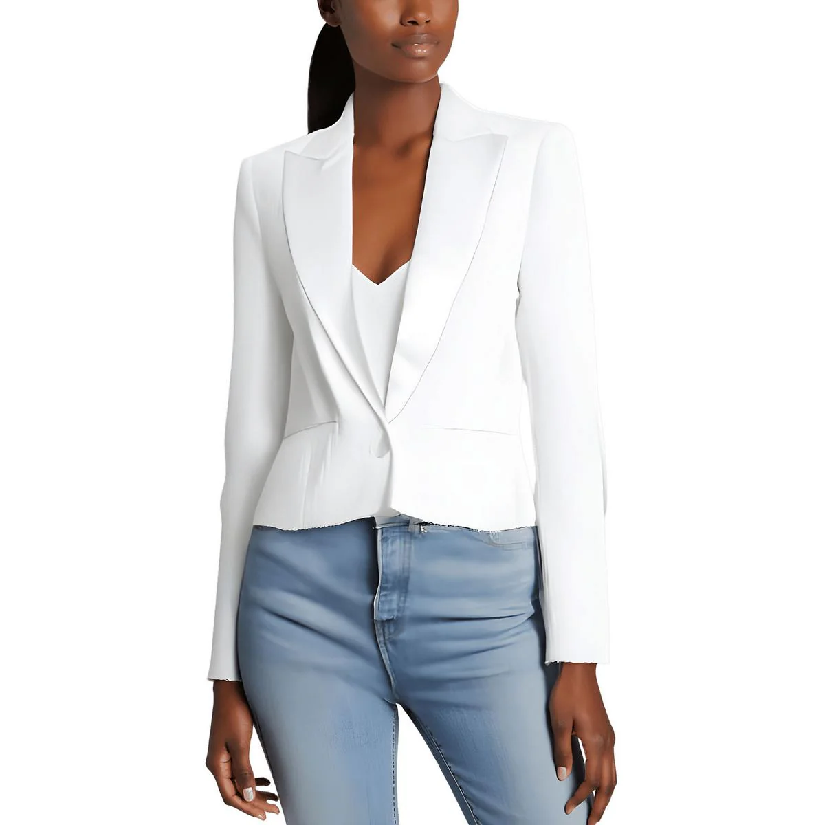 Scarlet Womens Sequined Tweed One-Button Blazer