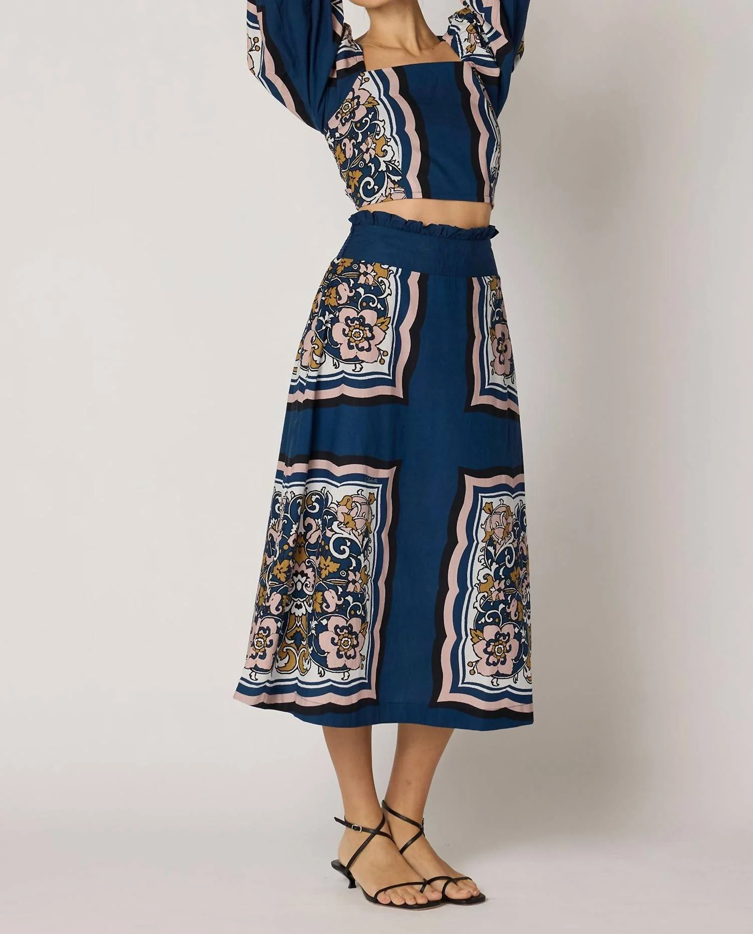 Anya Midi Skirt In Floral Anise