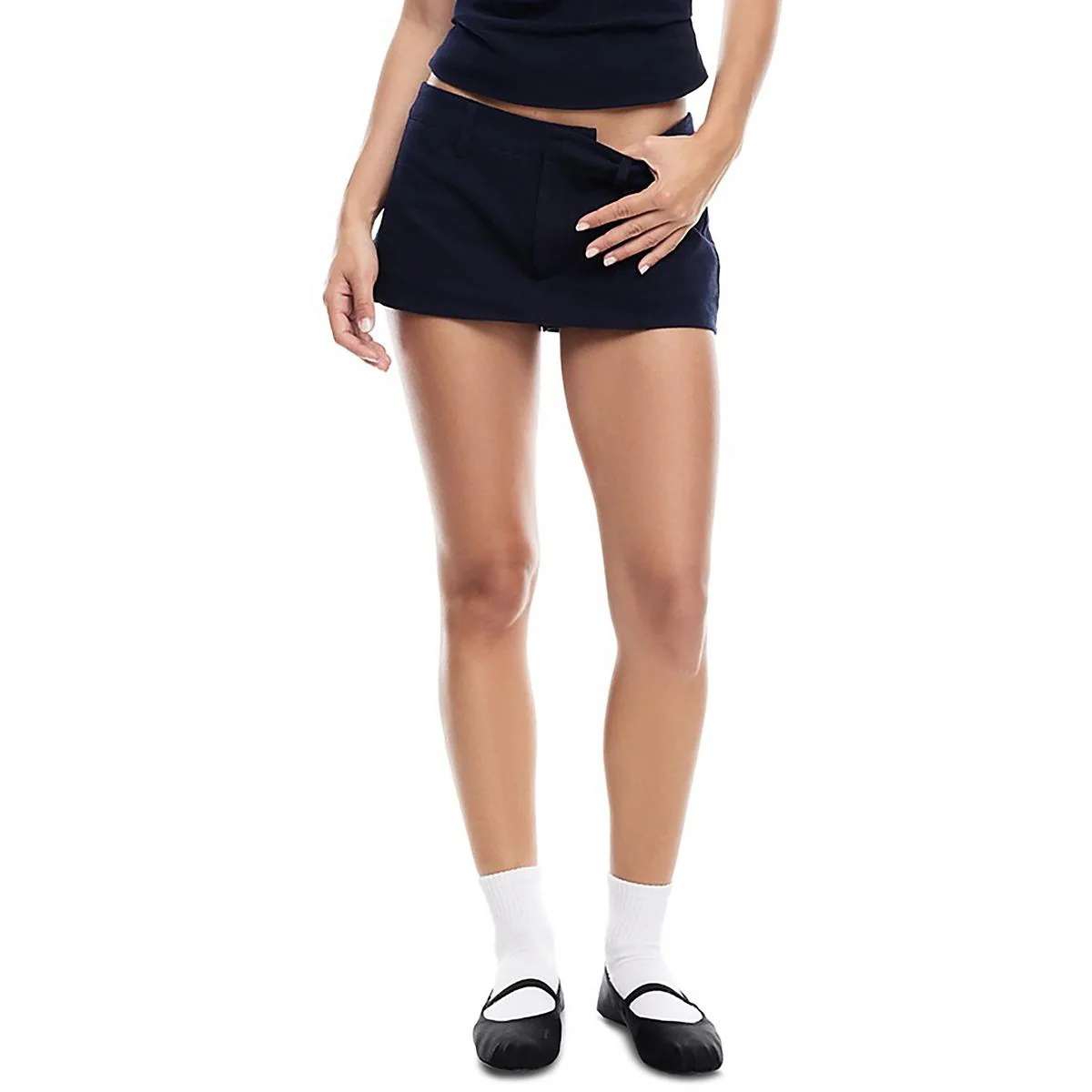 Womens Solid Ramie Skort