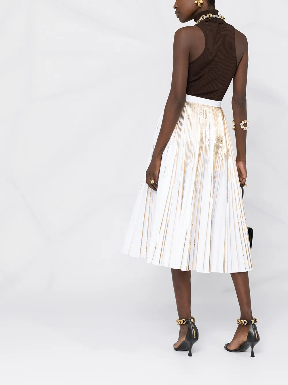 Valentino Garavani Metallic-Effect Pleated Skirt