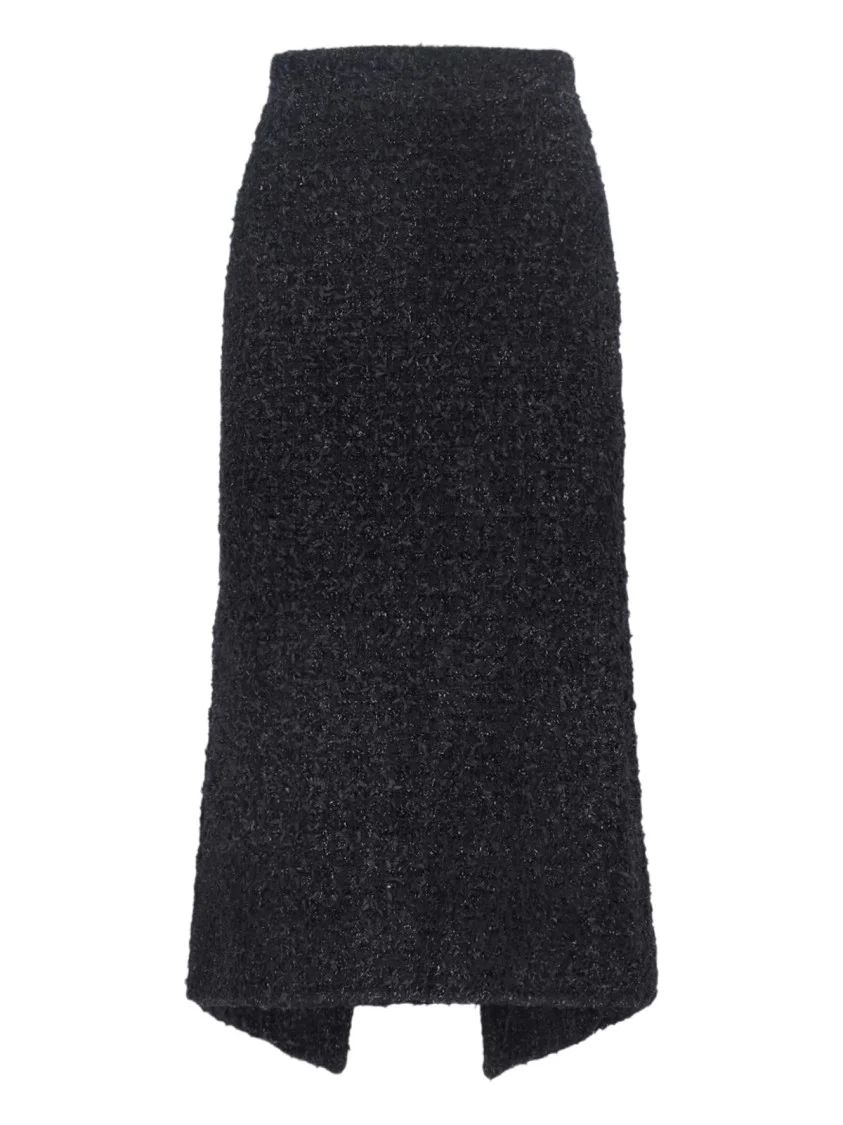 Midi Tweed Skirt – Black