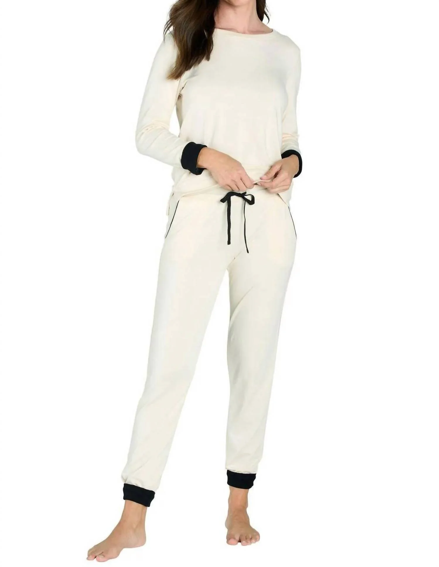Calypso Long Sleeve Loungewear Set In Almond