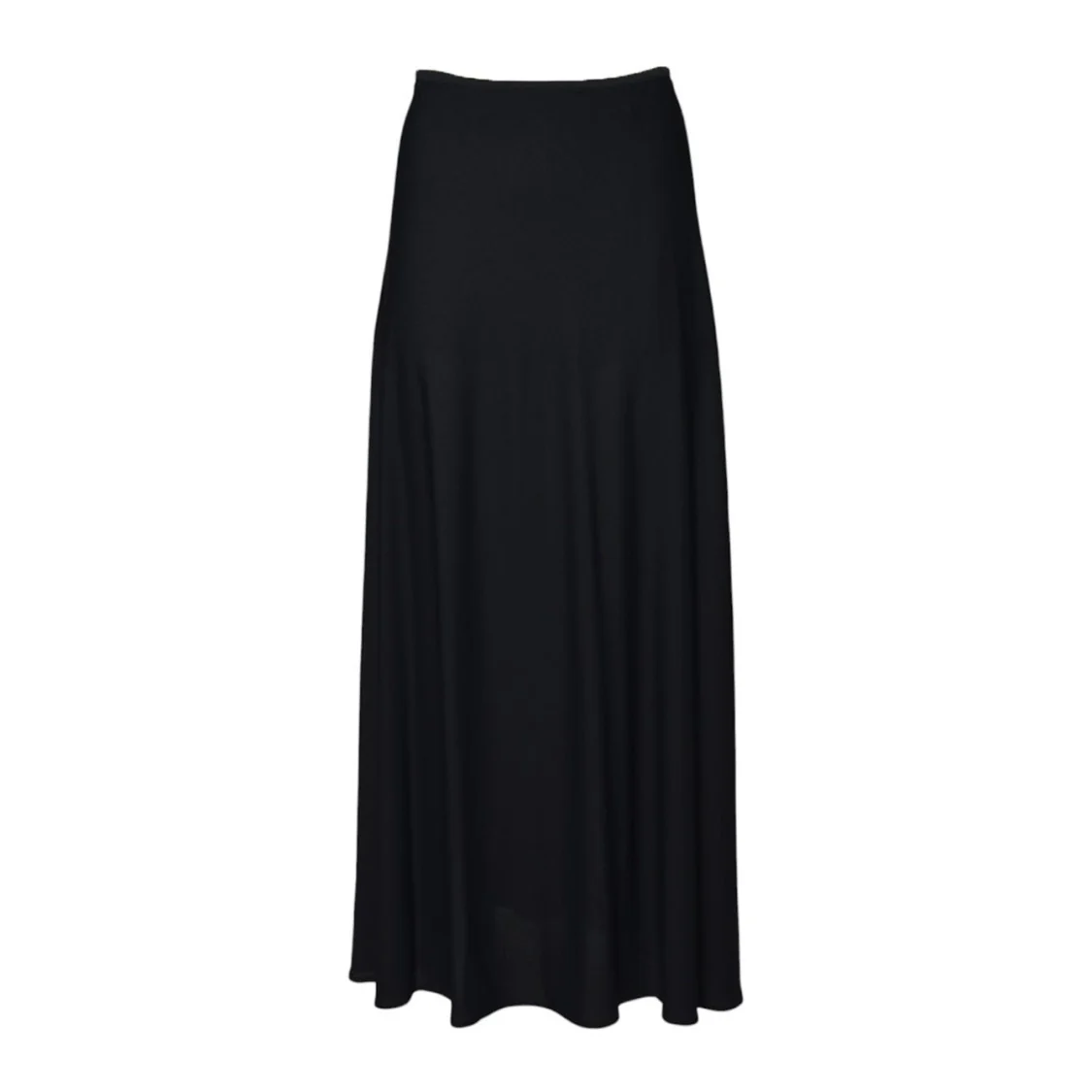 Black Fluid Viscose Crepe Midi Skirt