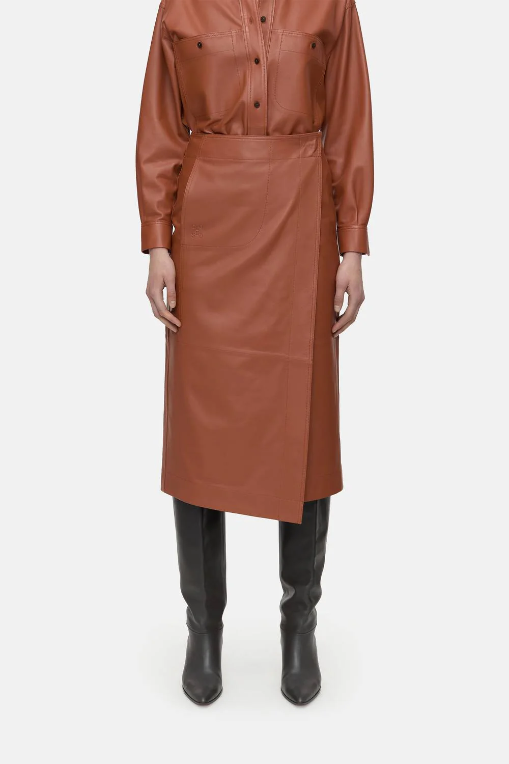 Slim Wrap Skirt In Ferro Brown