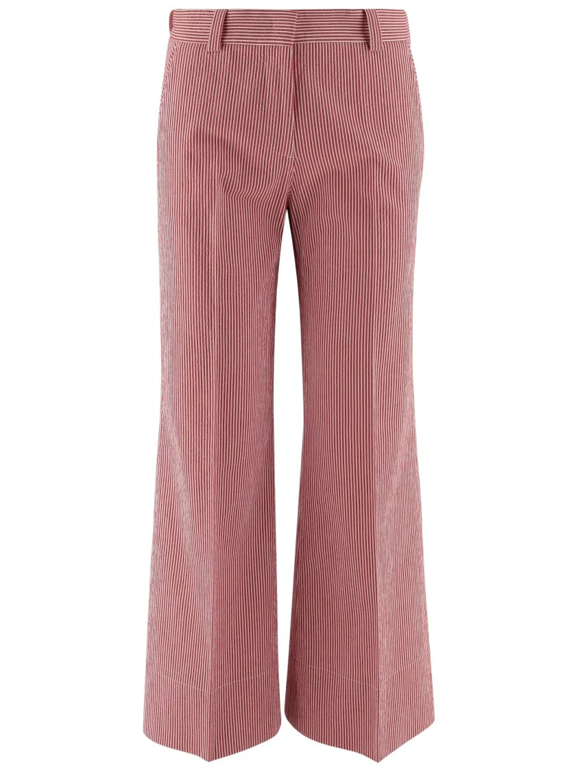 Cotton Blend Pants With Striped Pattern