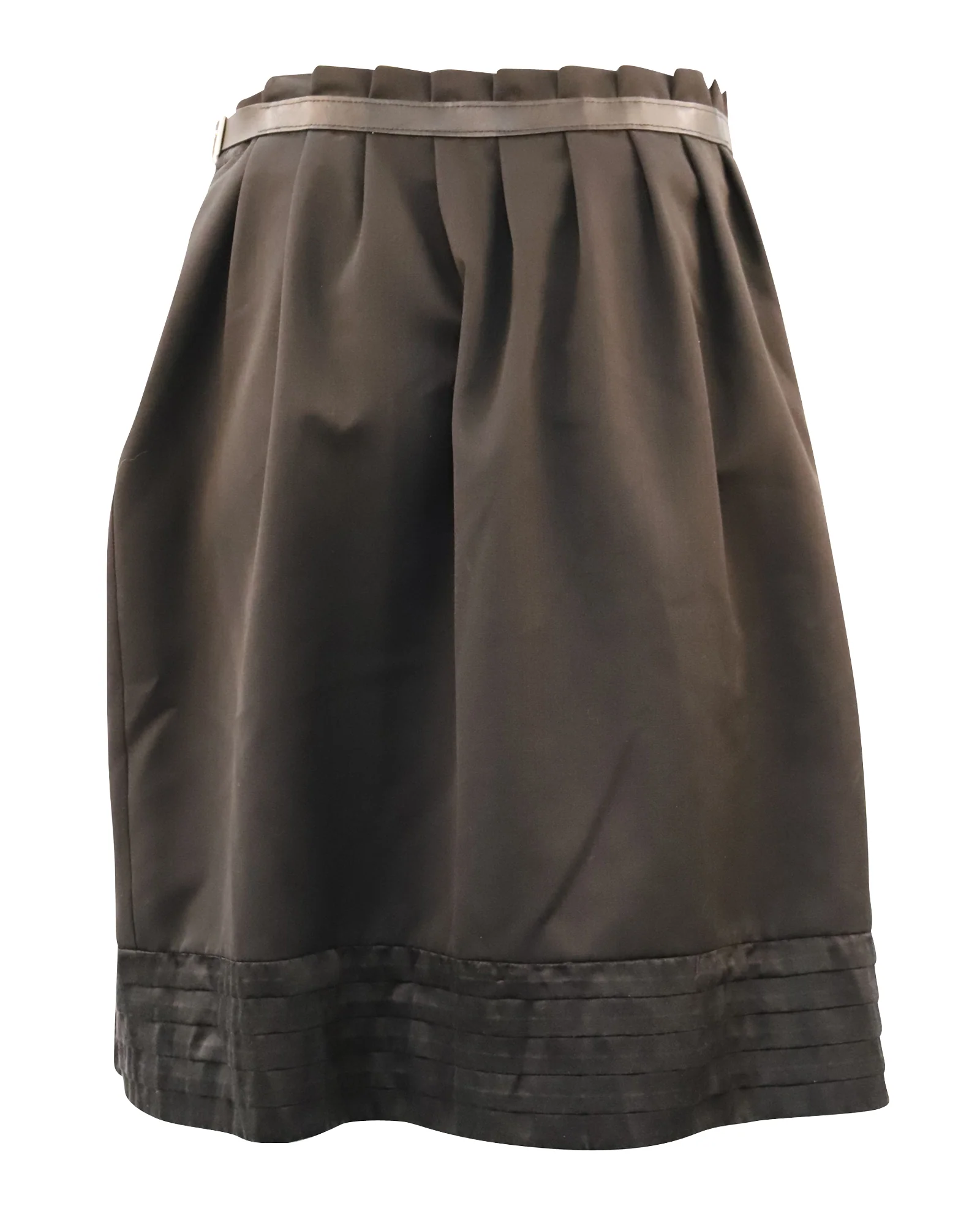 Viktor & Rolf Belted Pleated Skirt in Black Wool