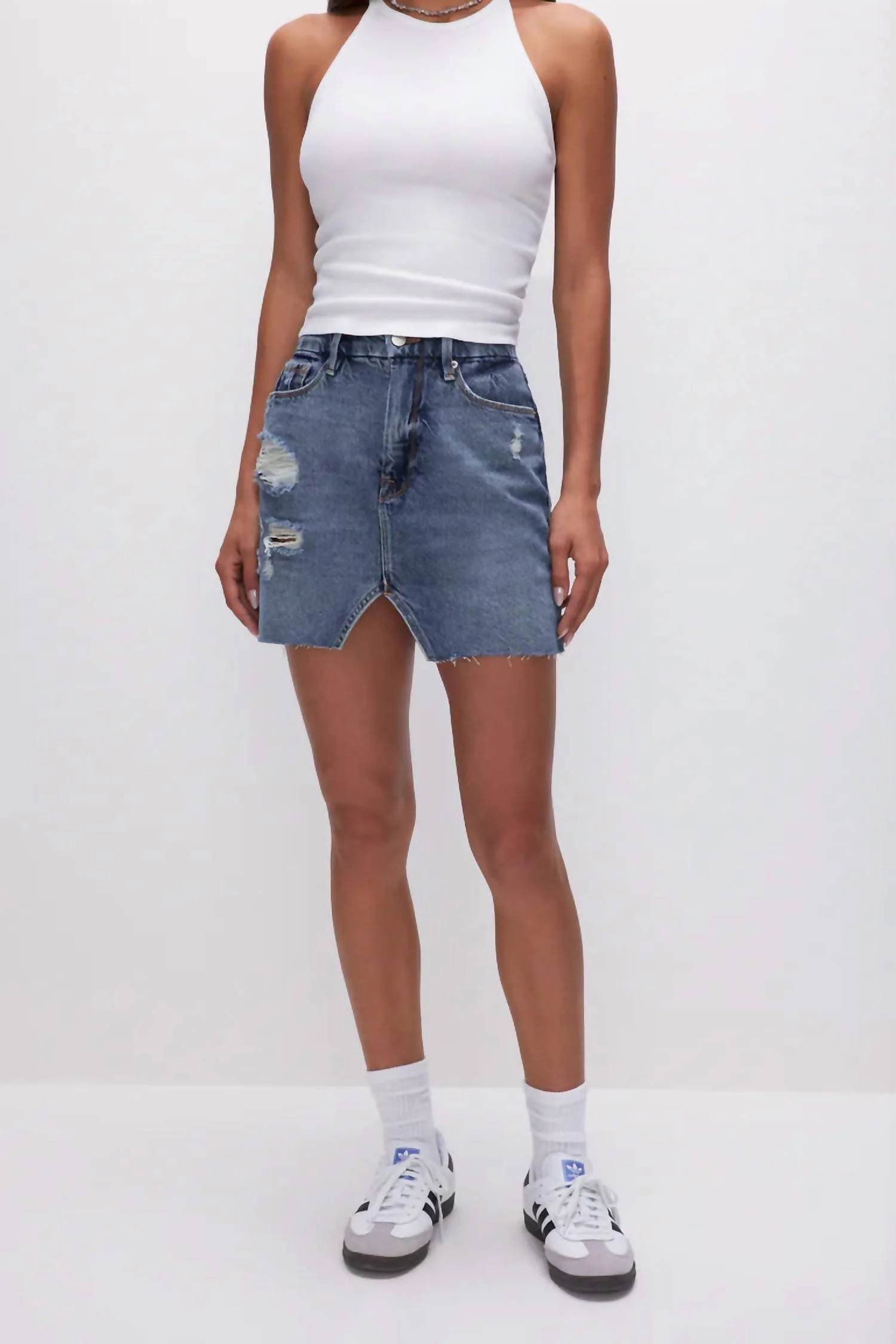 Cut Out Mini Skirt In Indigo