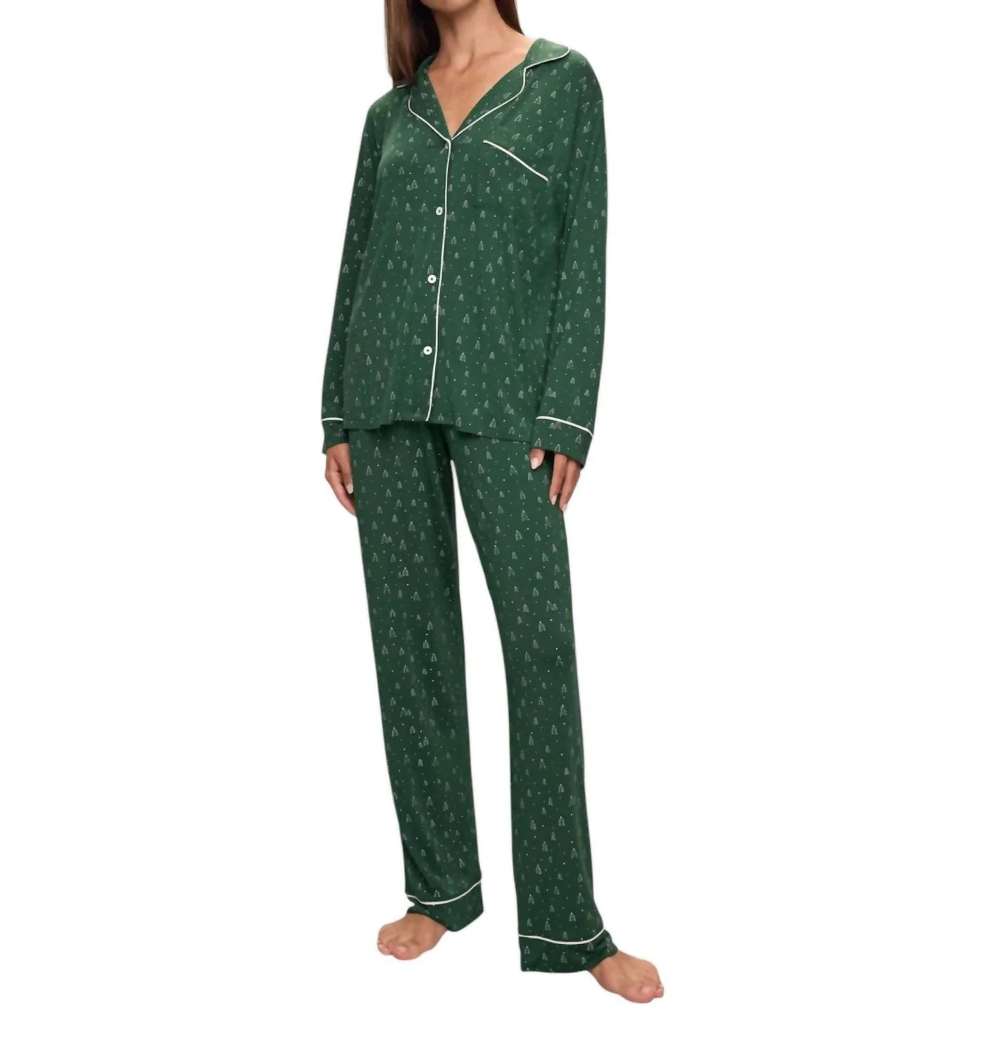 Gisele Long Pj Set In Forest Green