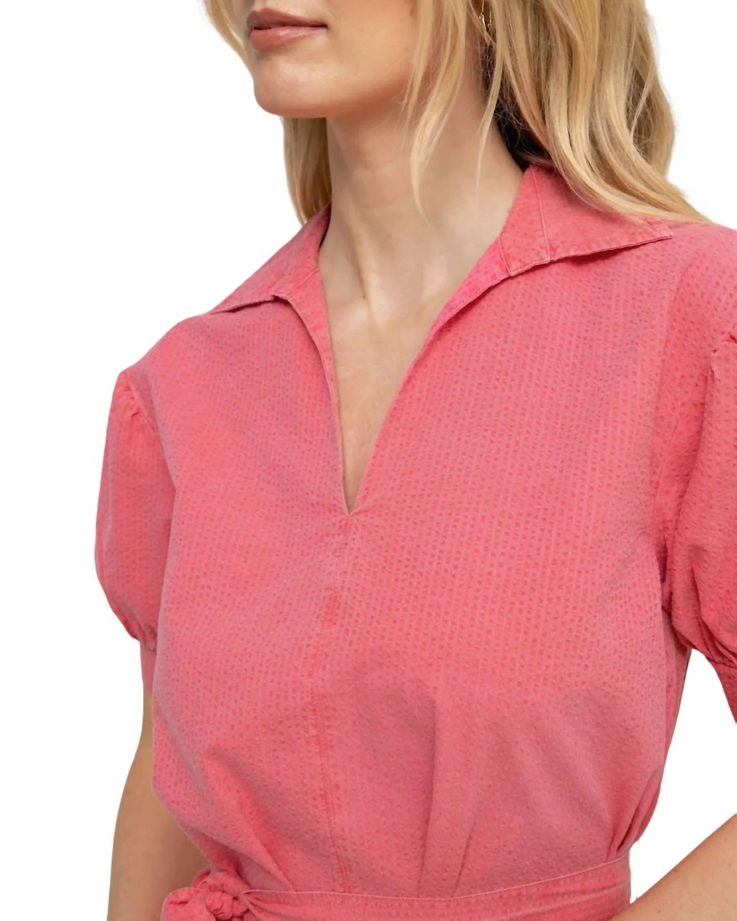 Calan Washed Seersucker Dress In Camelia Rose Pink