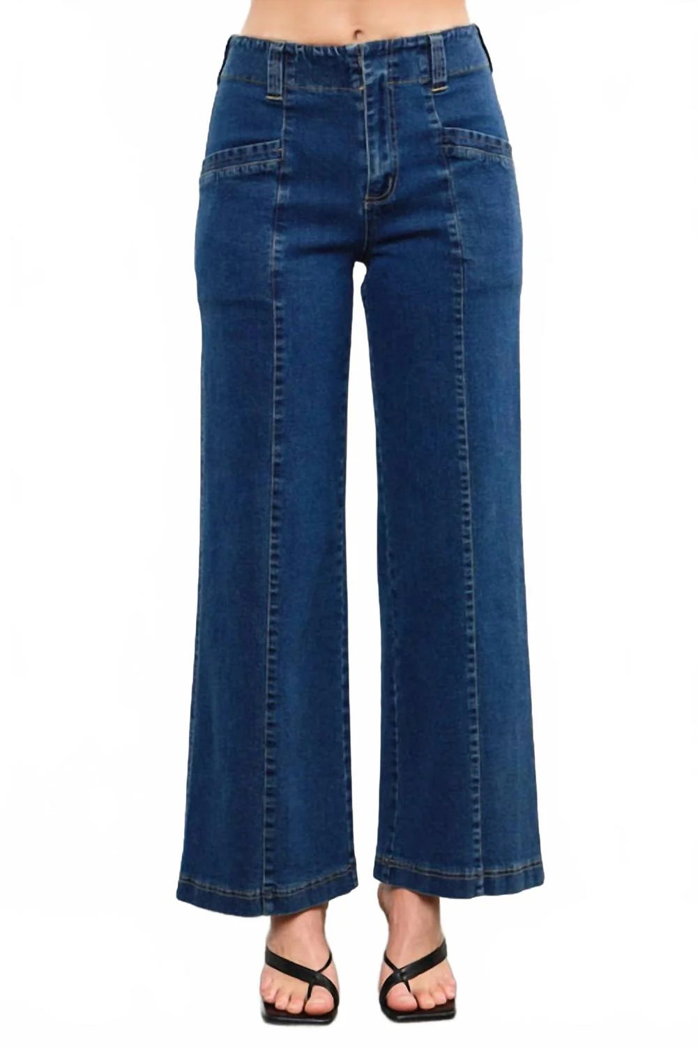 Wide Leg Two Long Pocket Jeans In Blue