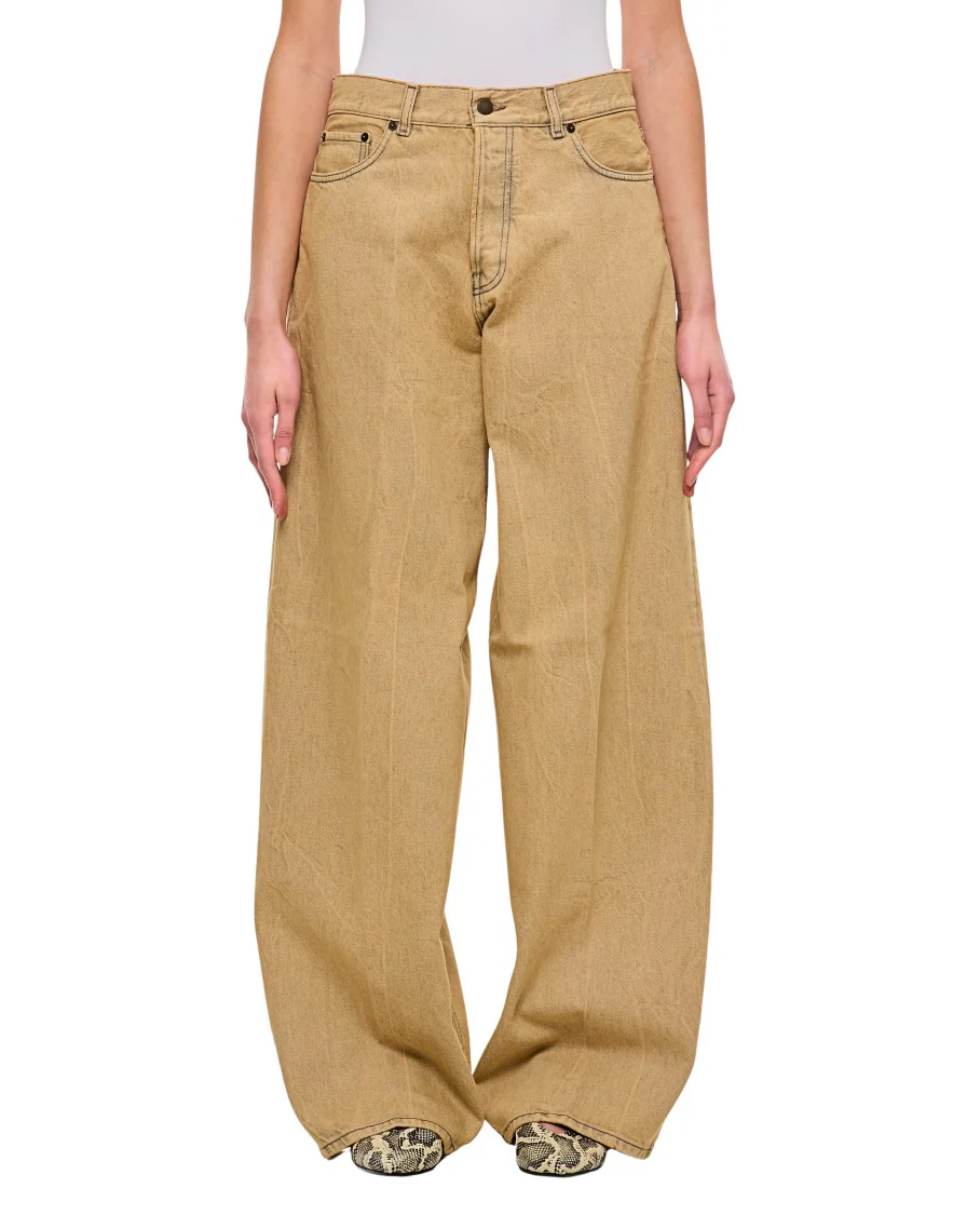 Camel Wide-Leg Overdyed Camel Jeans
