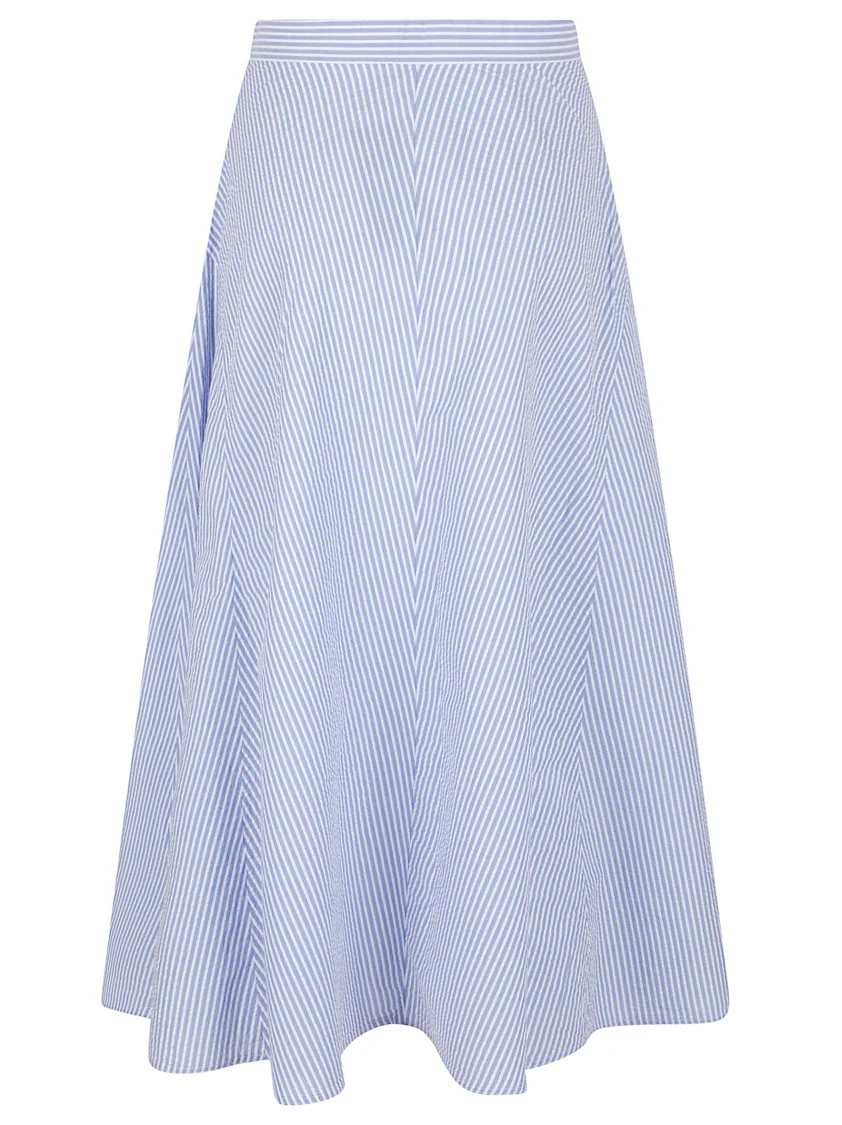 Slightly High-Waisted Midi Cotton Skirt With Button Front