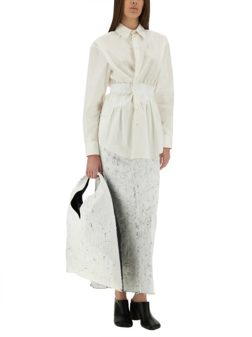 Hand-Painted Denim Long Skirt