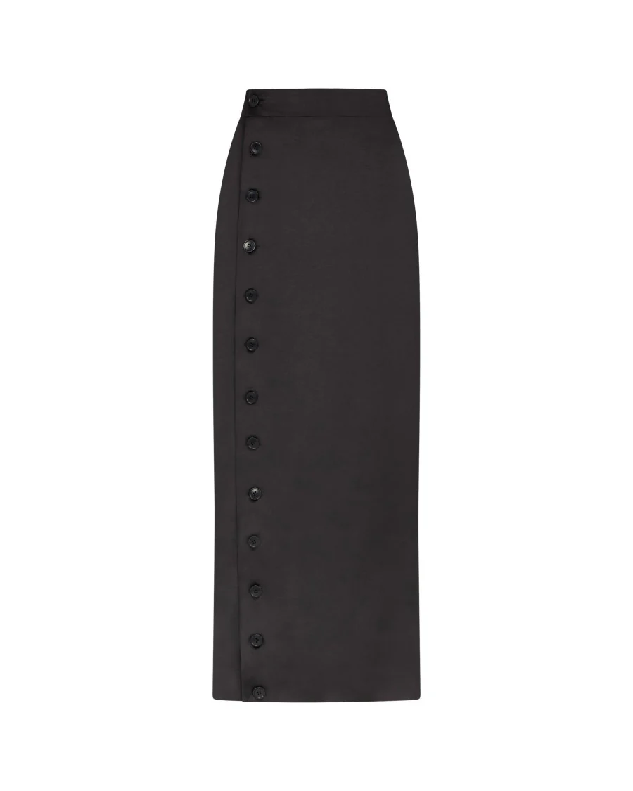 Button Through Skirt - Black
