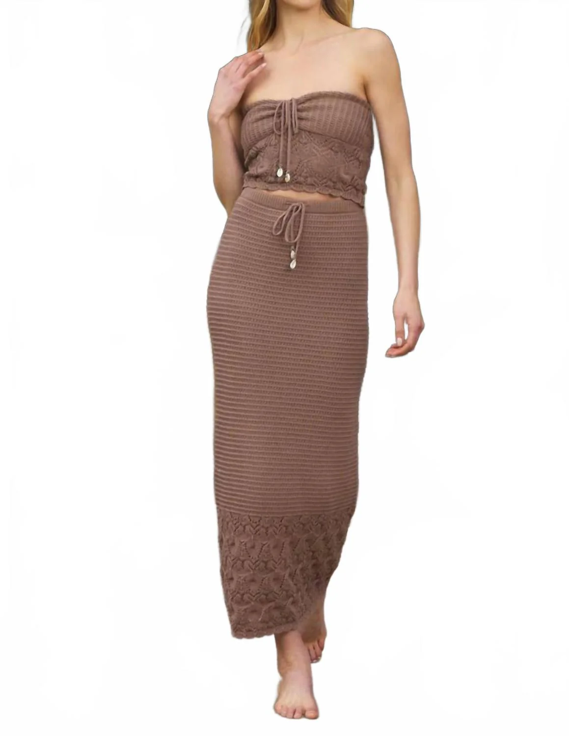 Crochet Maxi Skirt In Pecan