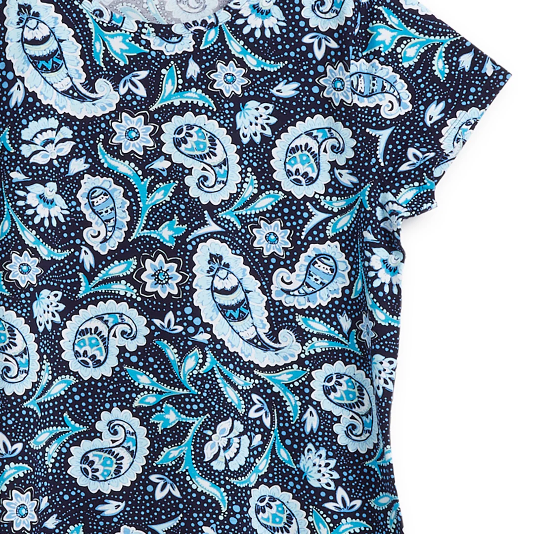 Outlet Cotton Blend Short-Sleeved Night Dress