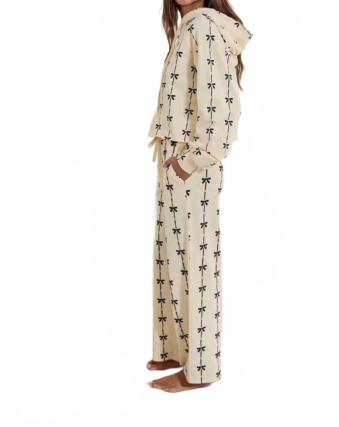 Bow Print Terry Jogger In Cream