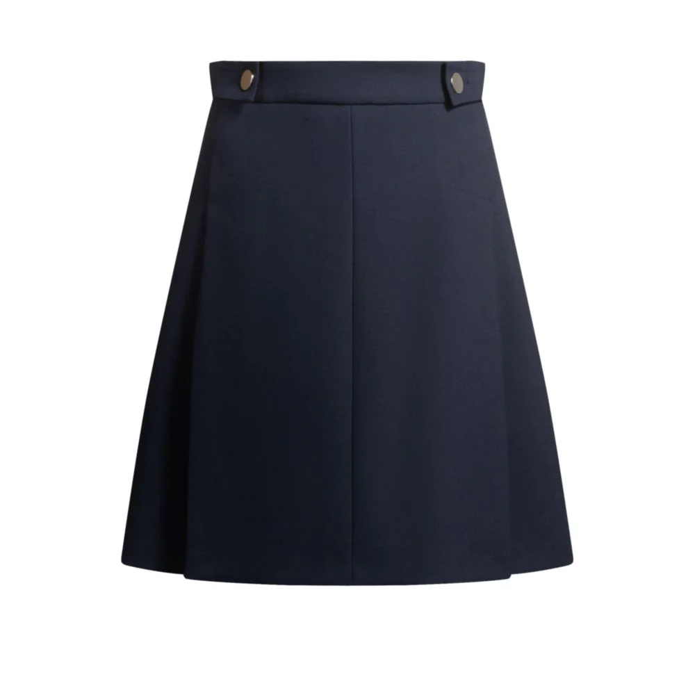 Pleat-front skirt with buttoned waist