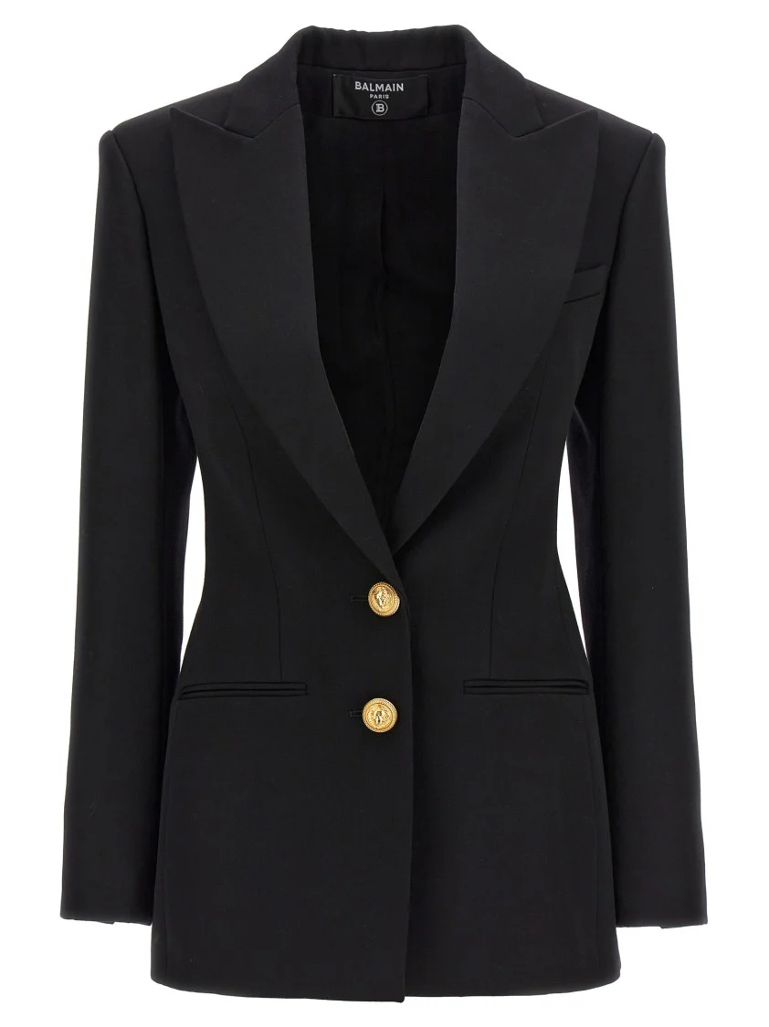 Logo Button Double-Breasted Blazer