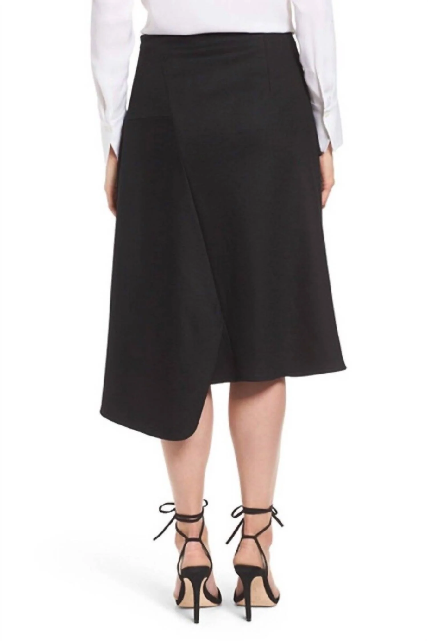 Inessa Asymmetrical Wool Blend Ruffled Skirt In Black