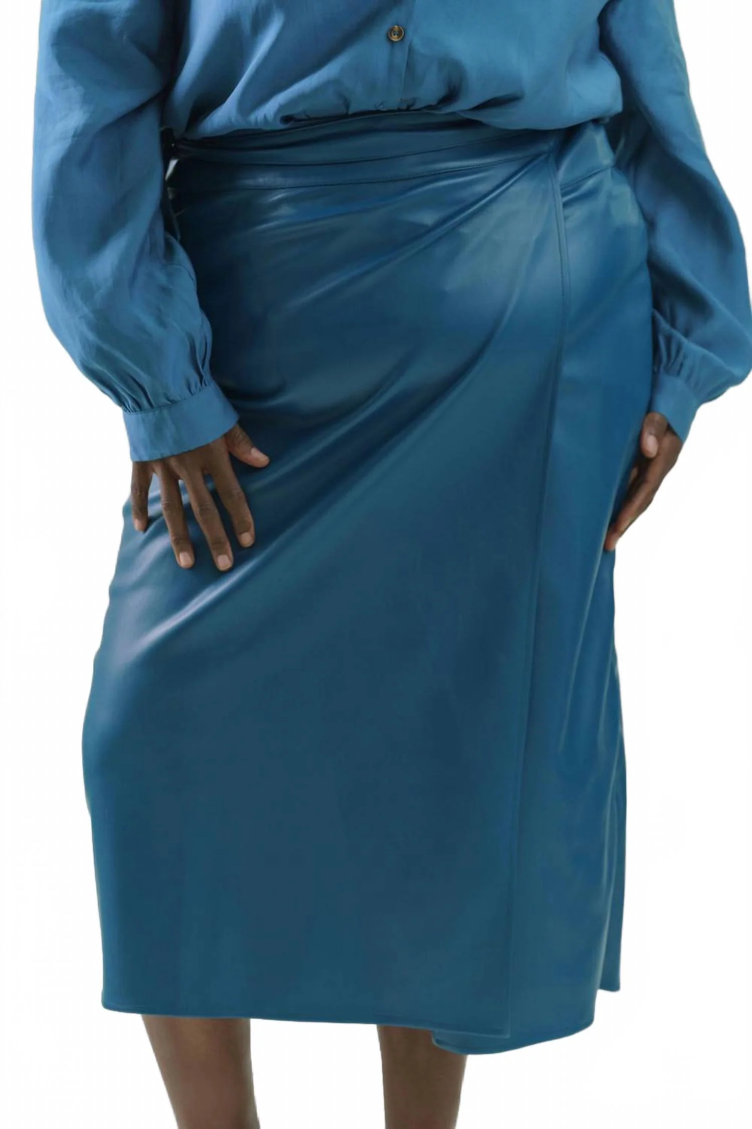 Teal Vegan Leather Jaspre Skirt - Plus Size