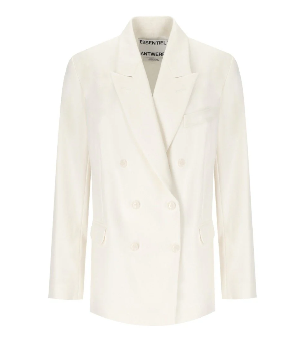 Hollow White Pinstriped Double-Breasted Jacket