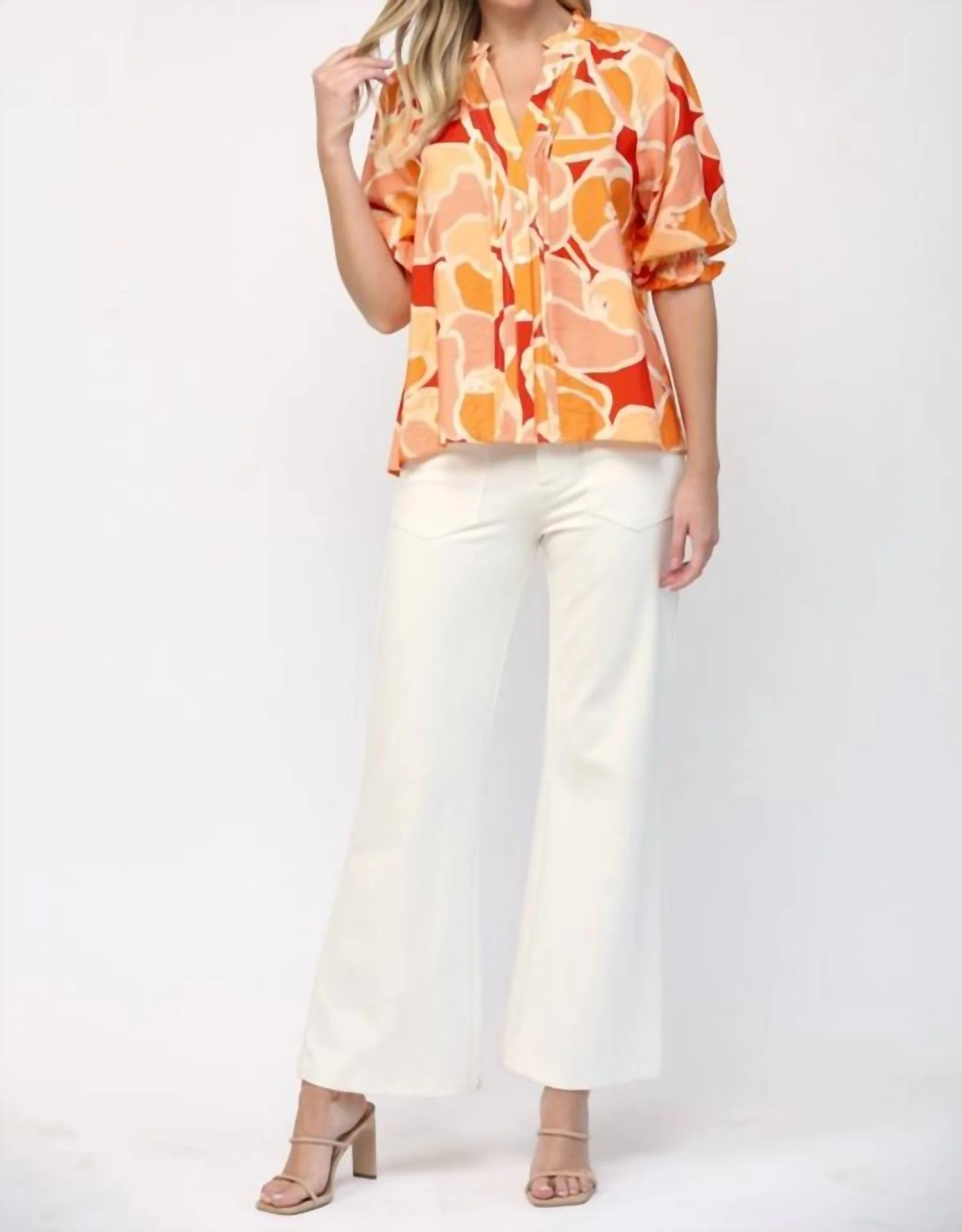 Two Front Pocket Ponte Flare Pant In White