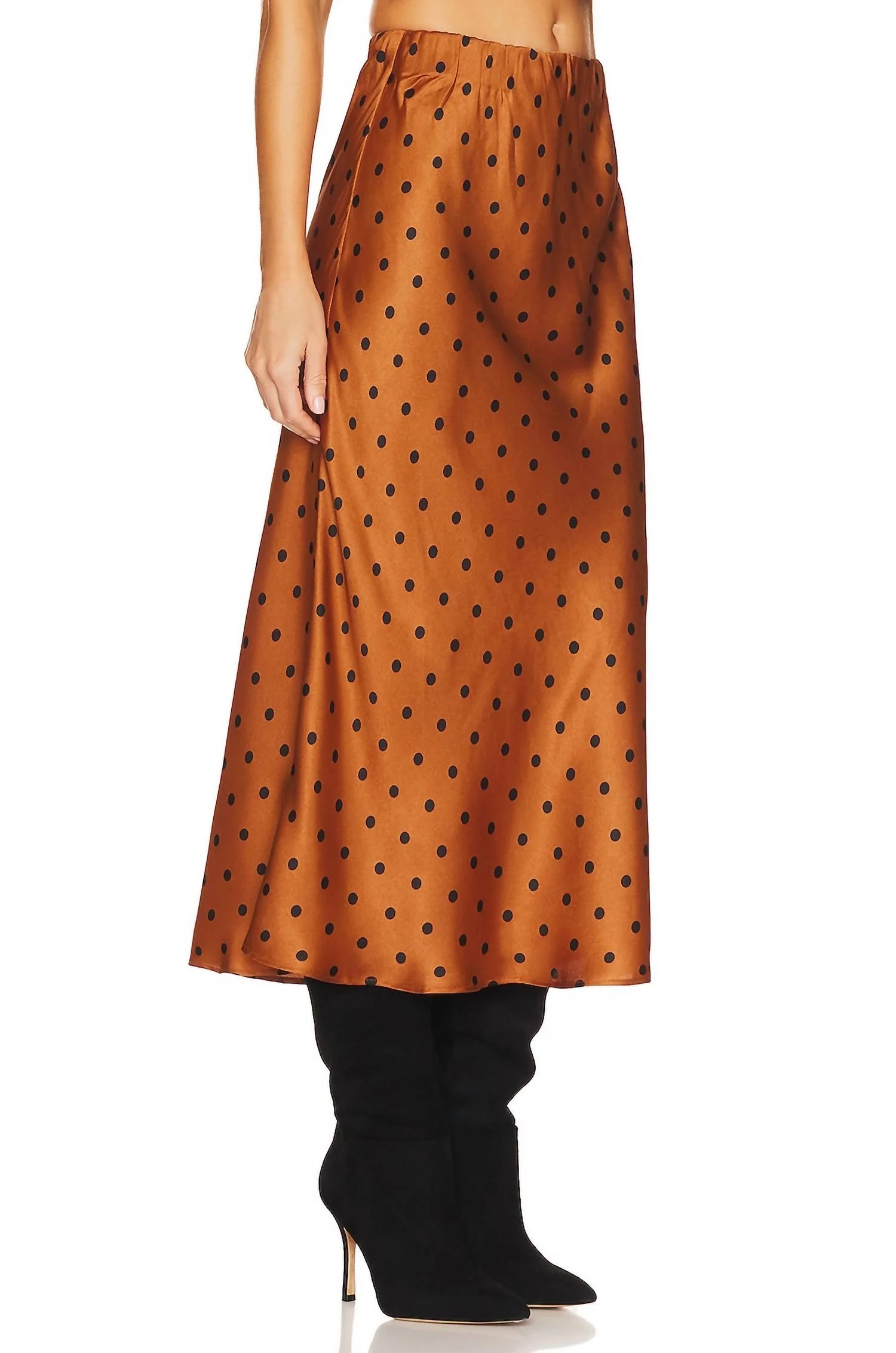 Milan Bias Cut Skirt In Rust & Black