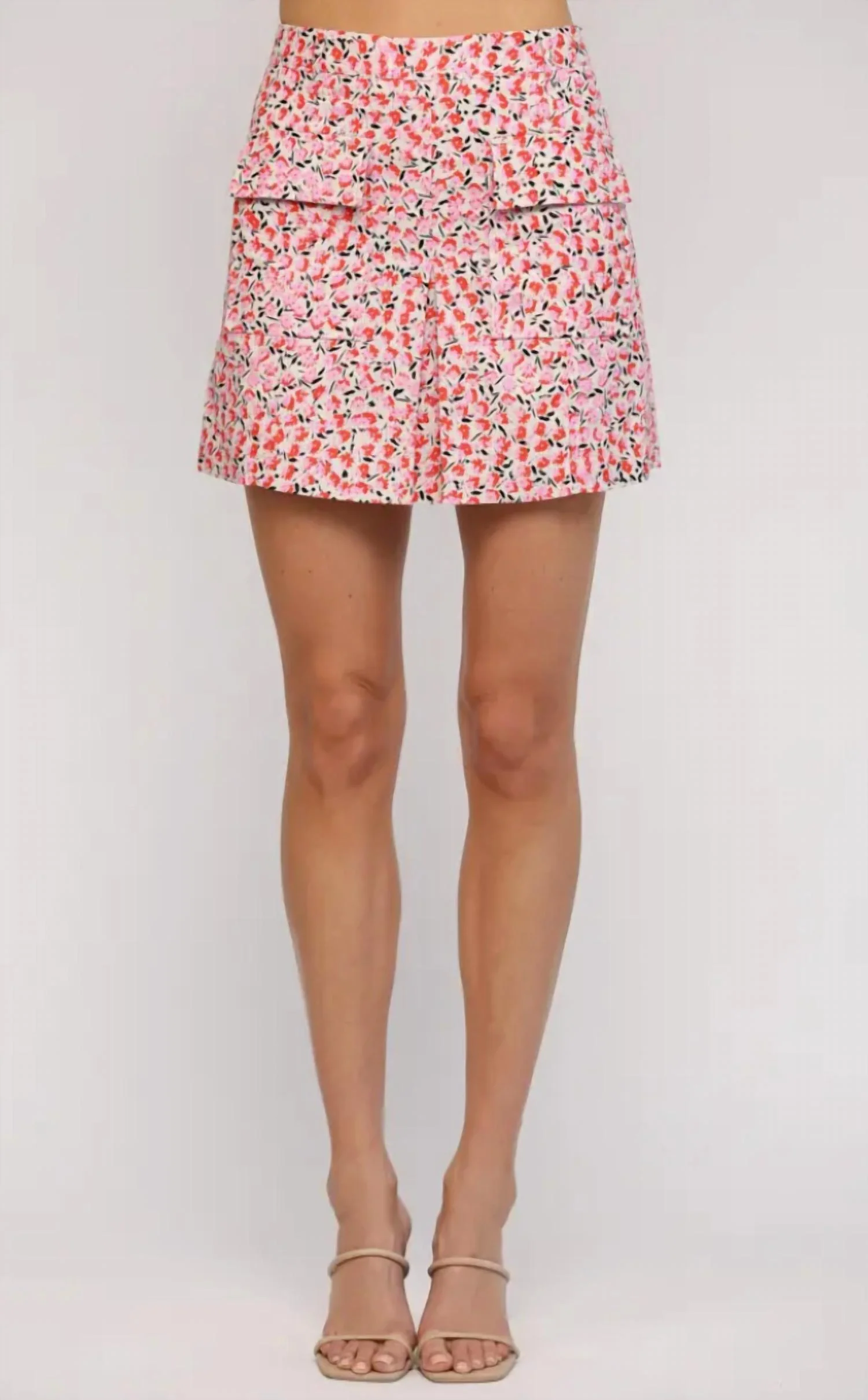 Floral Print Mini Skirt In Pink