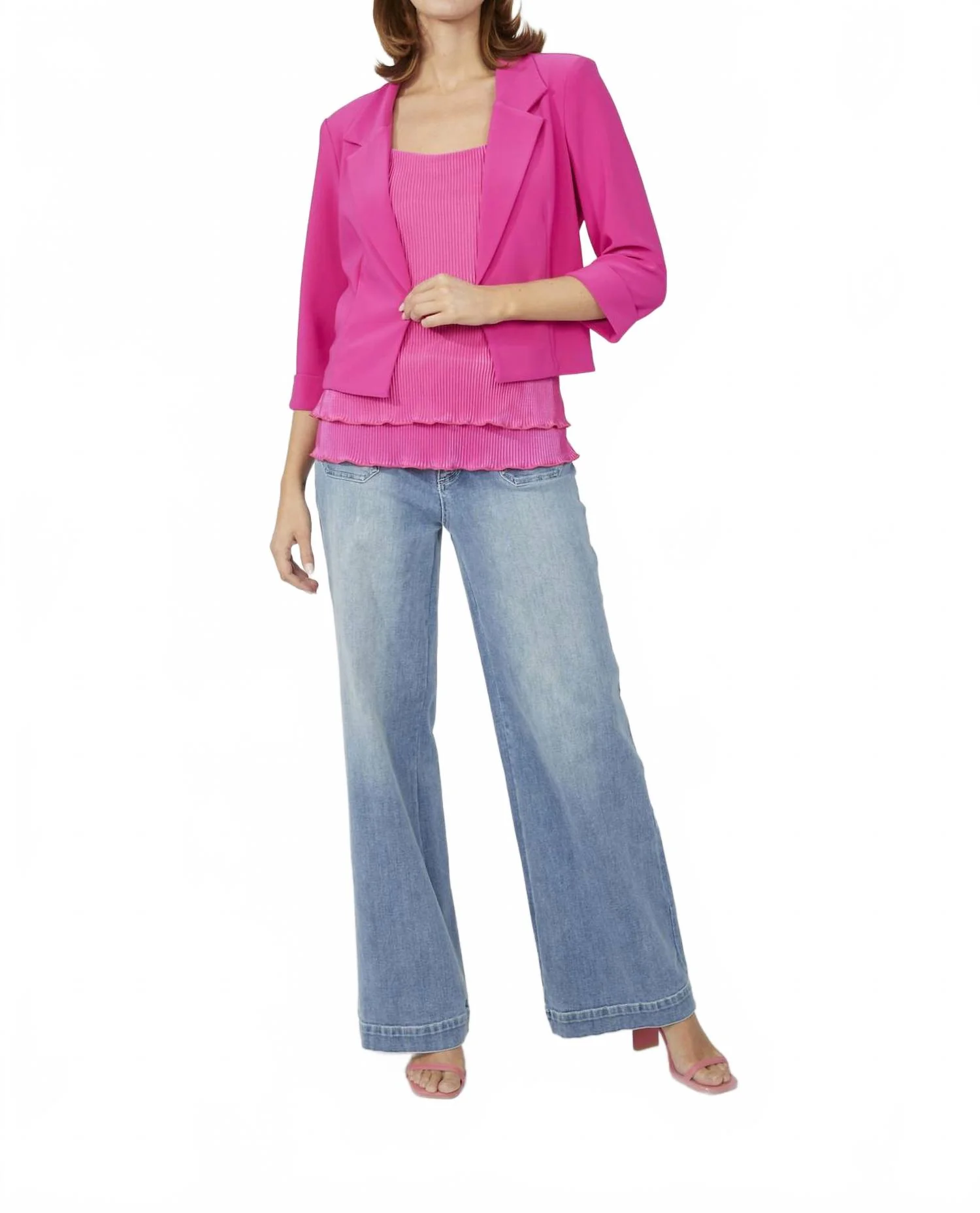 Knit Bolero Jacket In Bright Pink