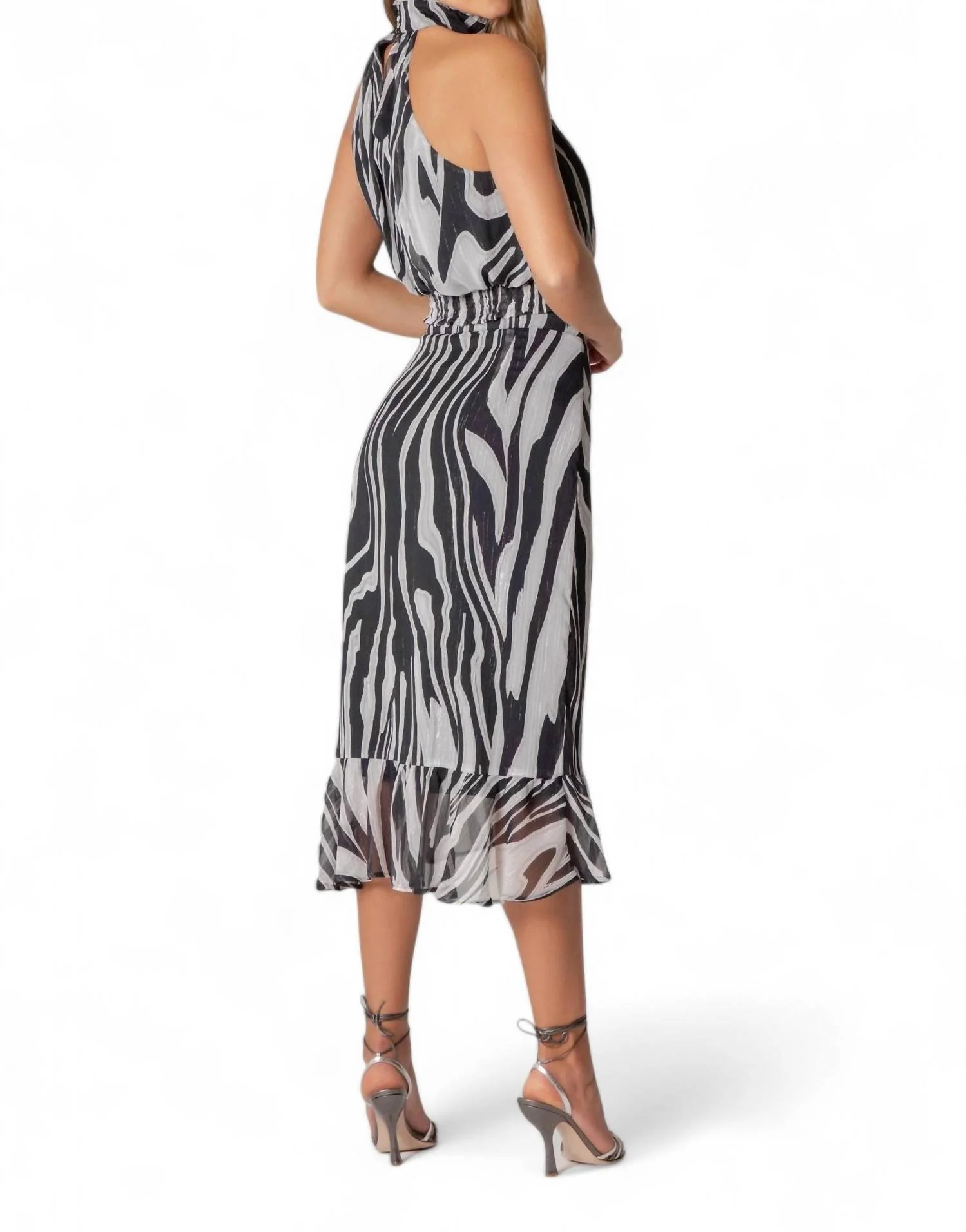 Zebra Lurex Skirt In Black/white