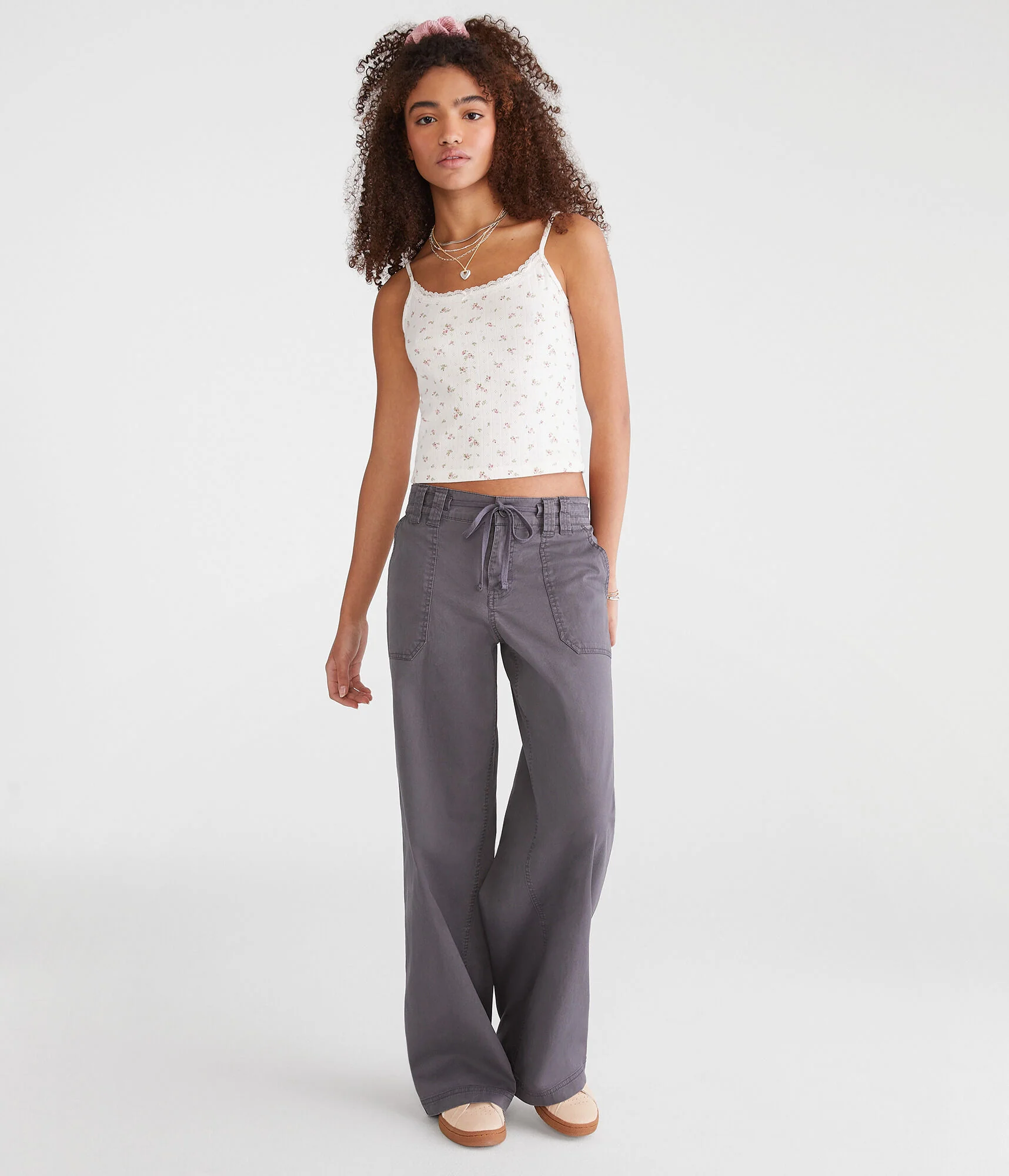 Aeropostale Low-Rise Twill Wide Leg Pants