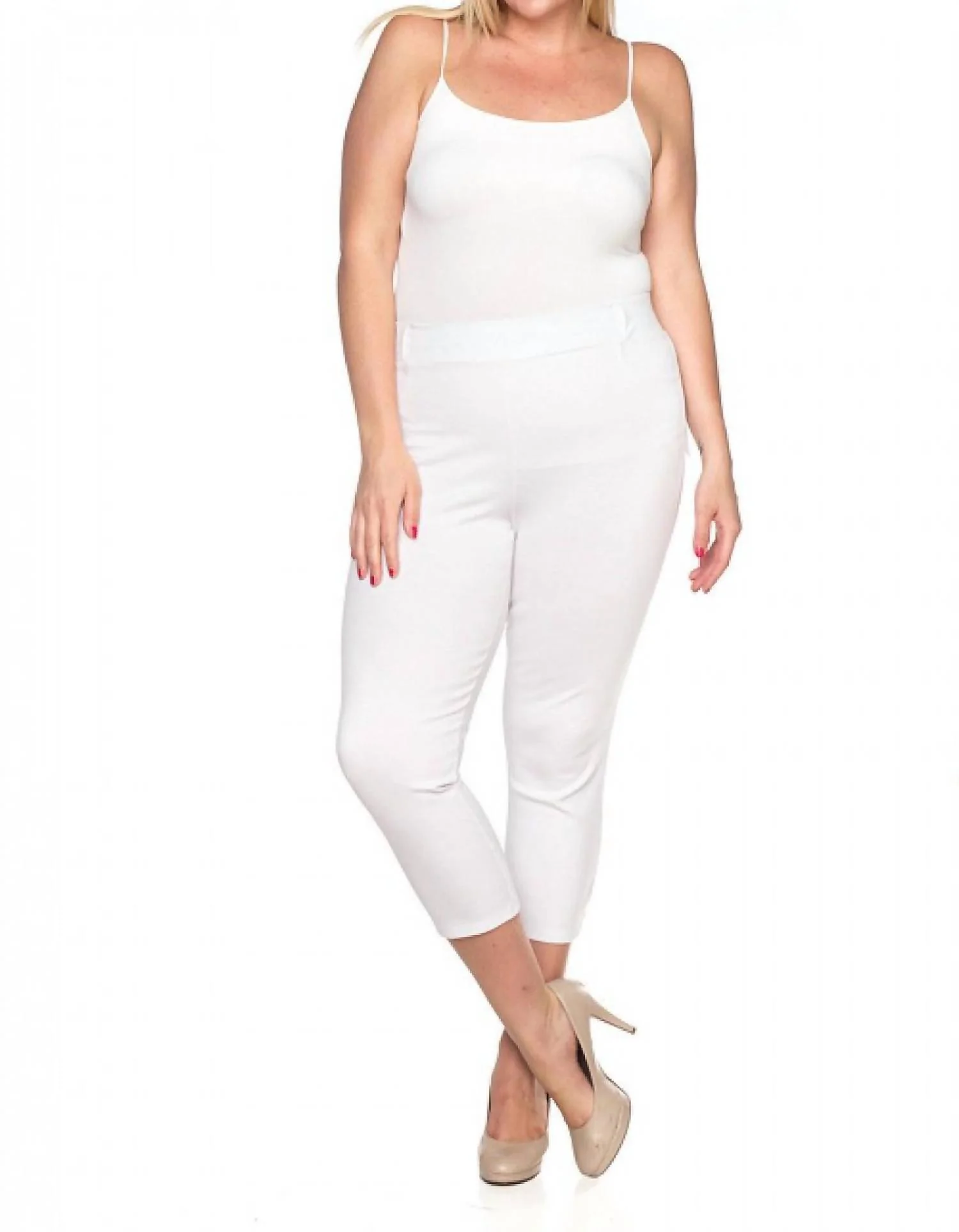 Crop Capri Ponte Legging In White