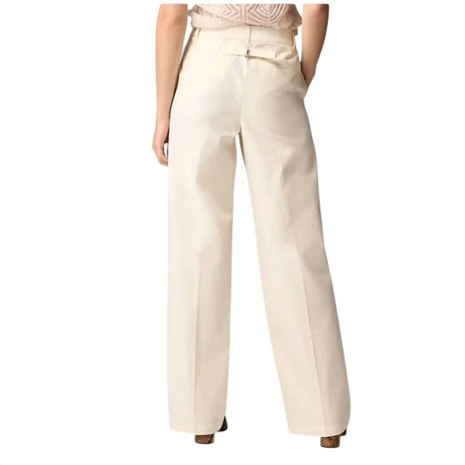 Full-Length Wide-Leg Trouser In Cotton Blend In Ivory