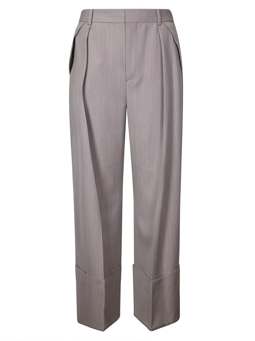 Classic High-Waisted Wool Trousers With Pleats