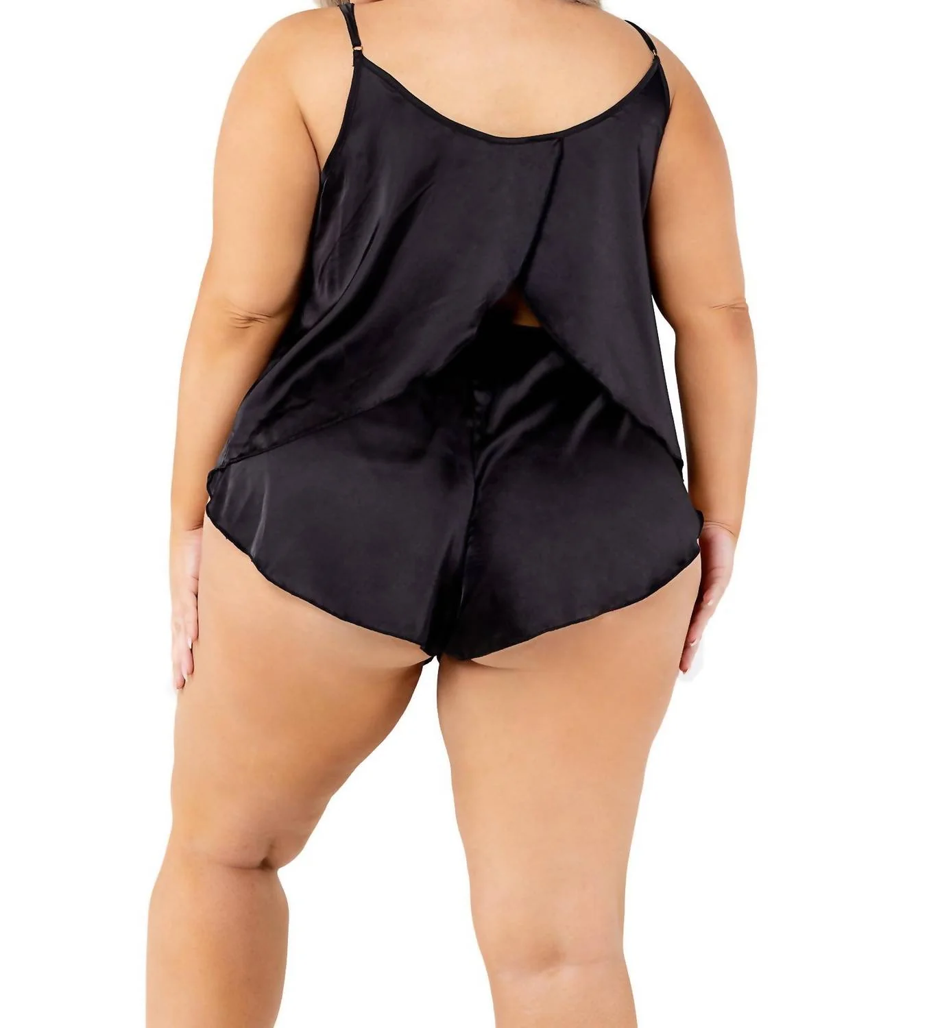 Soft Satin Tulip Short Set - Plus In Black