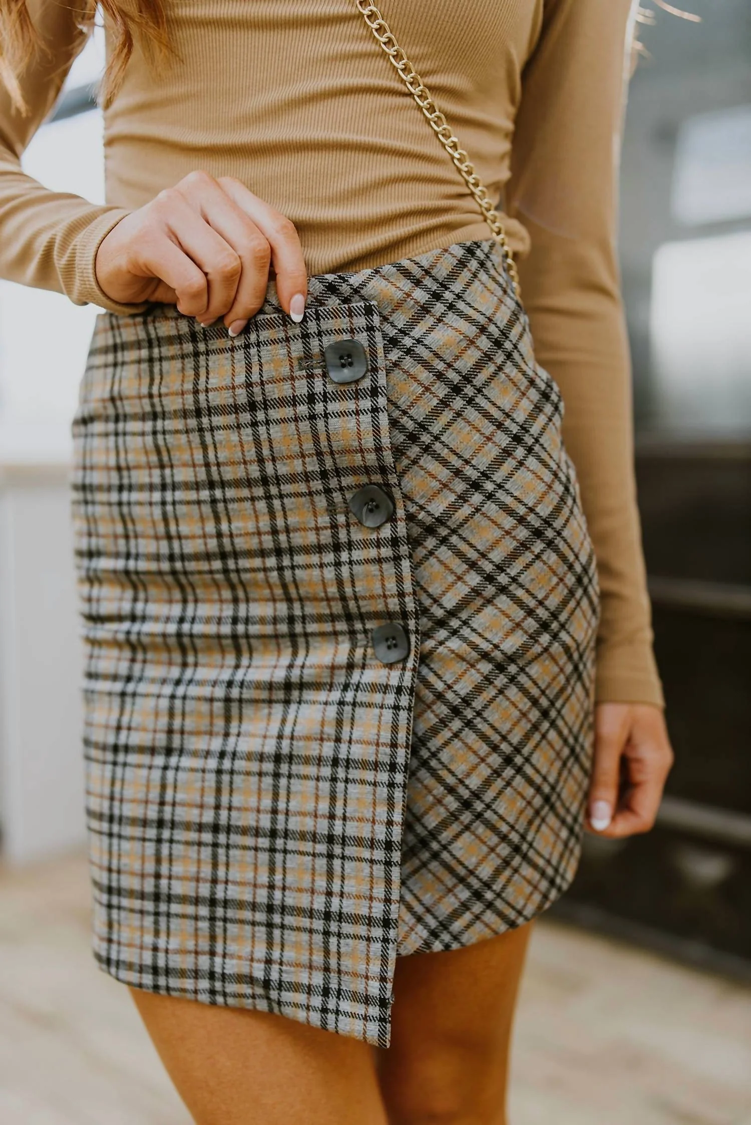 Late To Class Plaid Mini Skort In Multi
