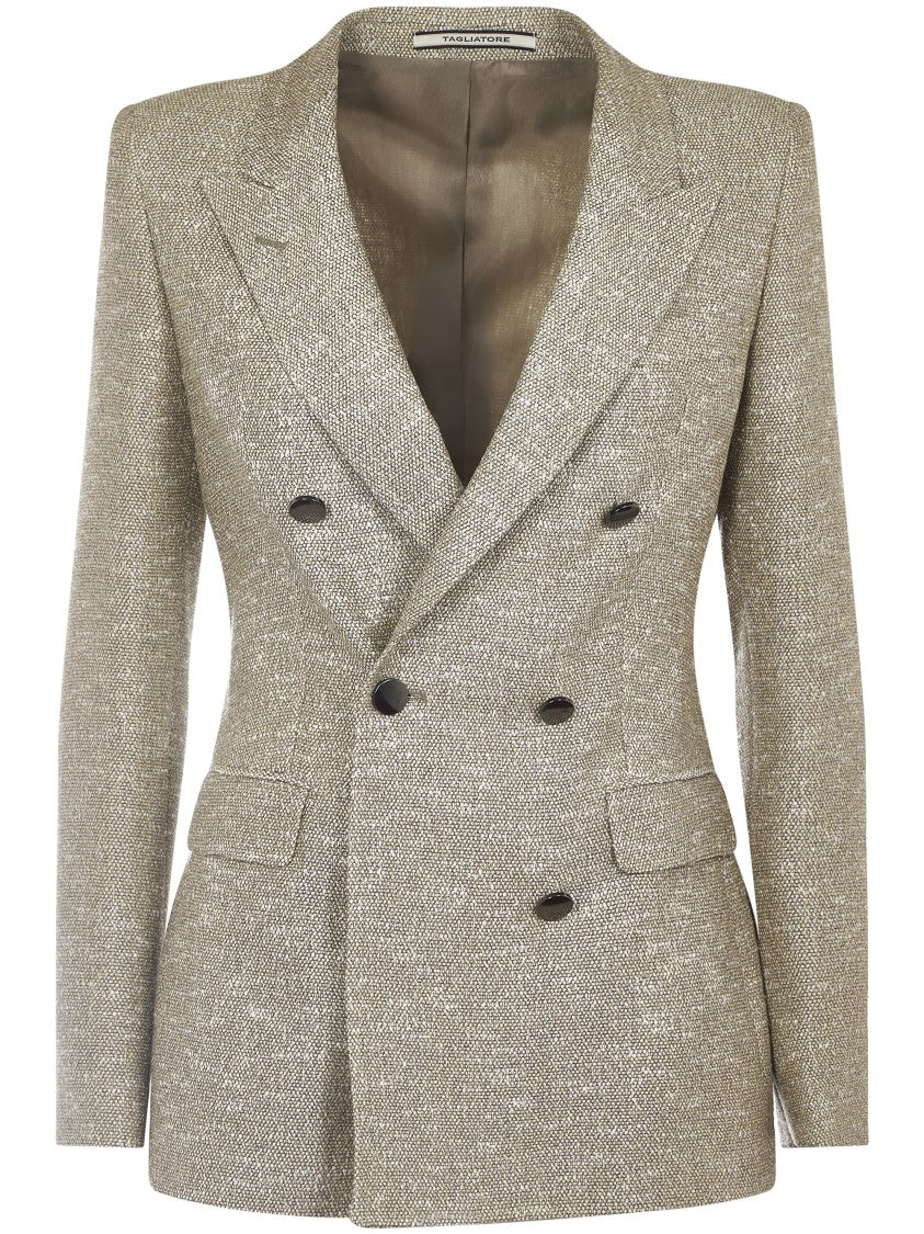 Double-Breasted Tailored Jacket With Notched Lapels