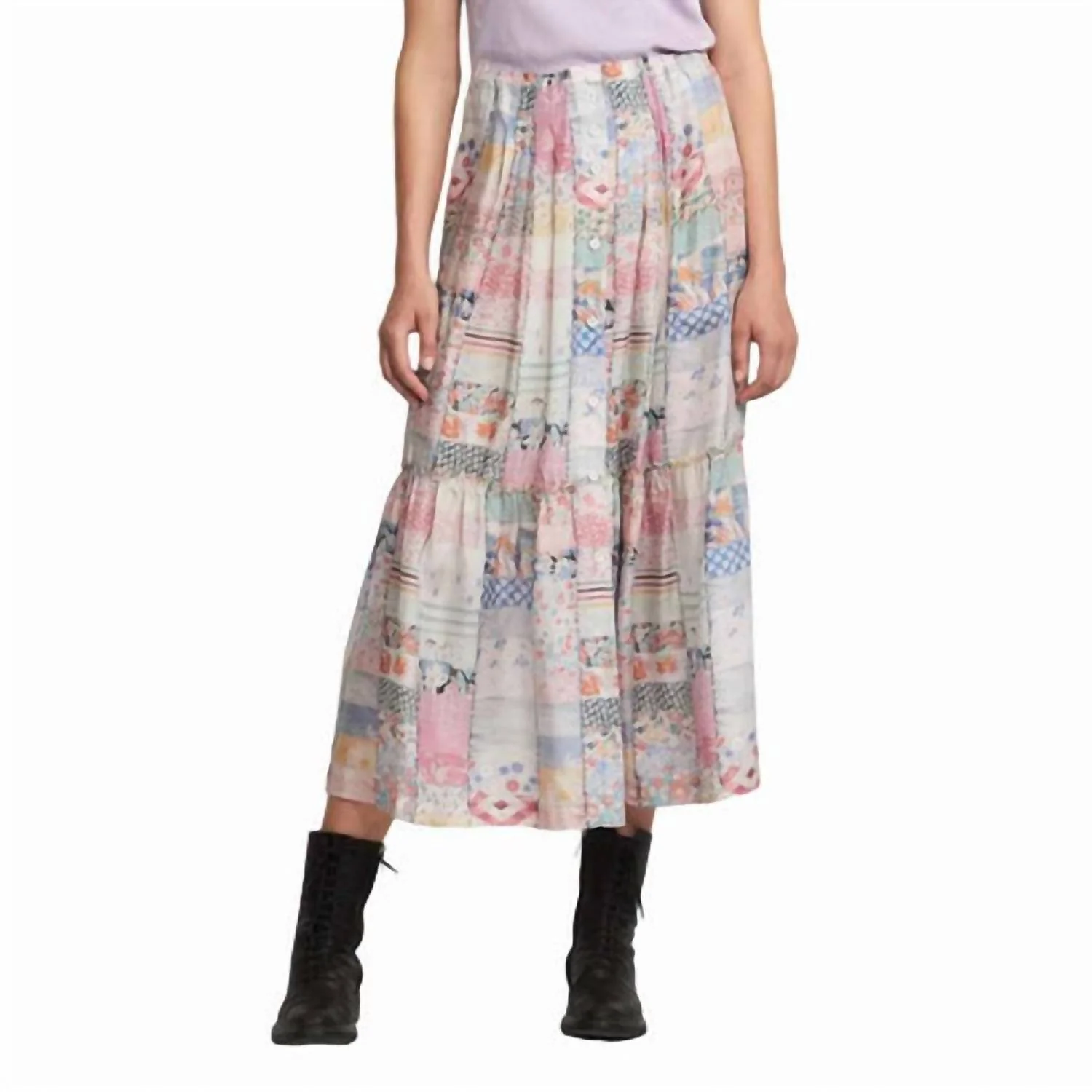 Garden Midi Skirt In Diary Patchwork