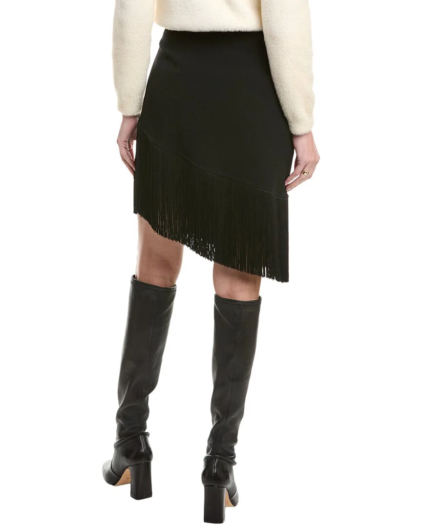 Michael Kors Collection Crepe Asymmetrical Fringe Wool Mini Skirt
