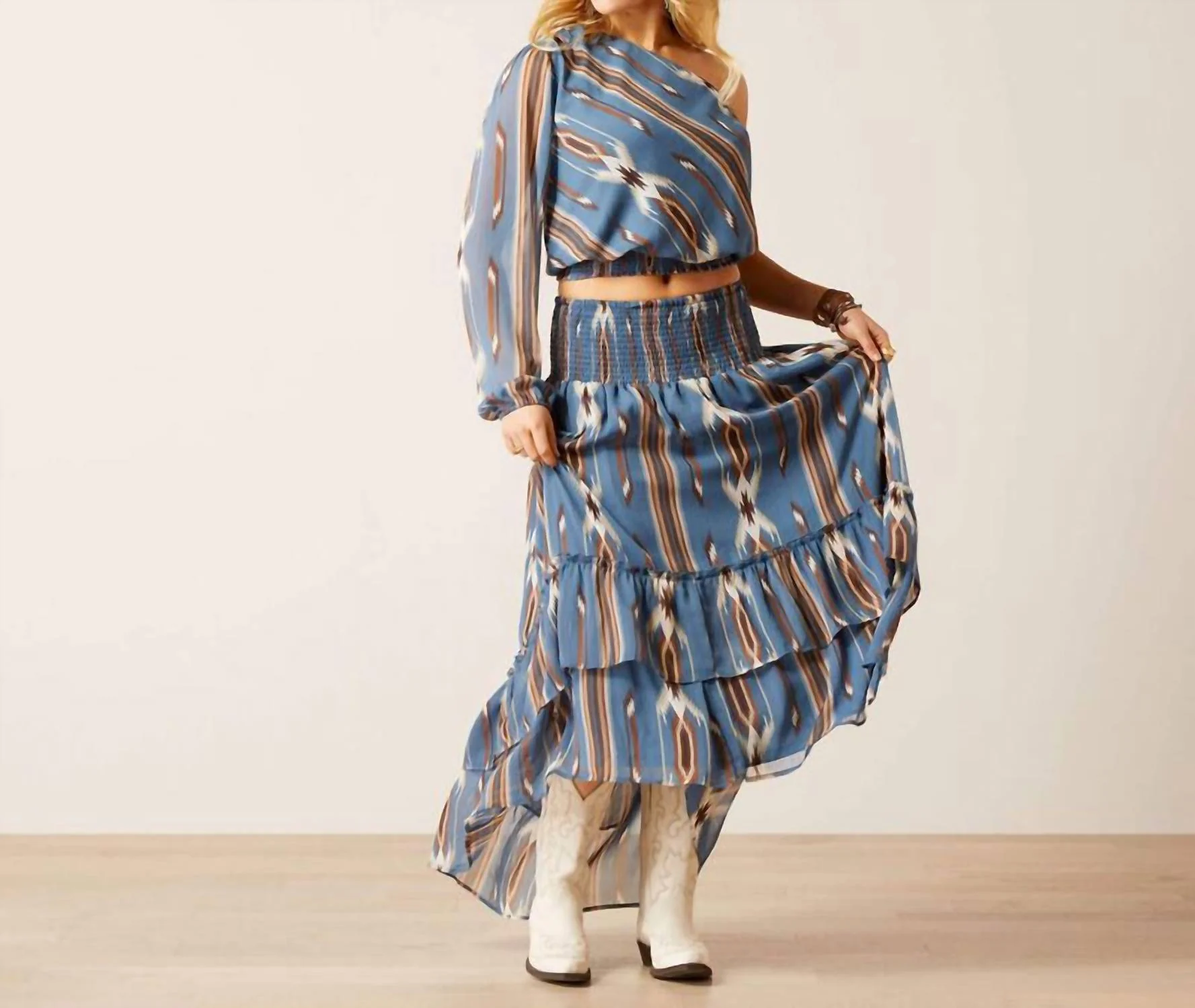 Chimayo High Low Skirt In Blue