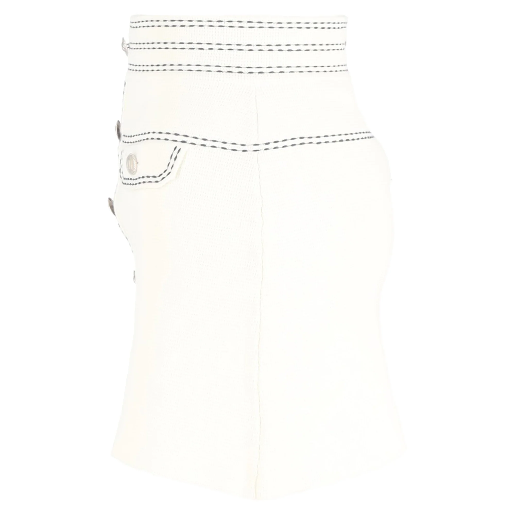 Maje Contrast-Stitching Mini Skirt in Cream Cotton
