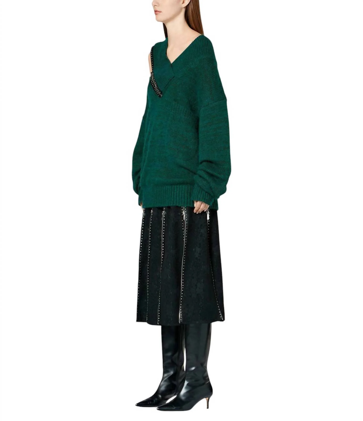 Lace Jacquard Diamond Skirt In Black