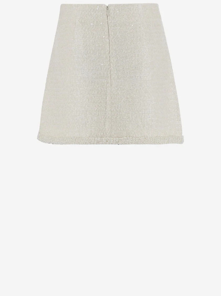 Beaded Bouclé Mini Skirt