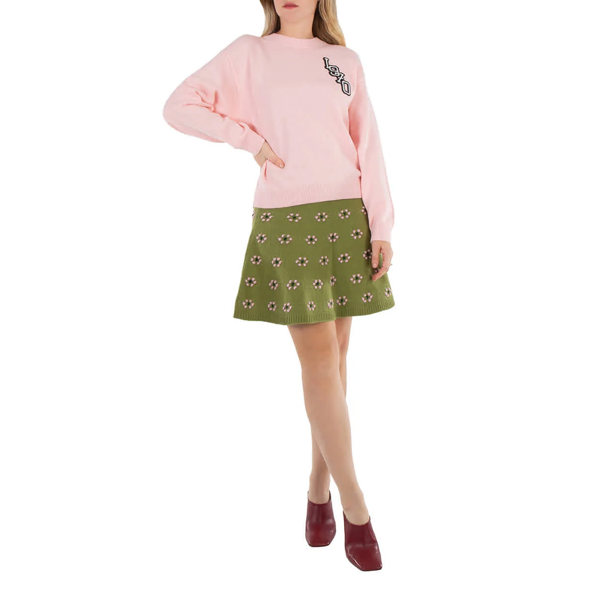 Kenzo Wool Floral Motif Mini Skirt