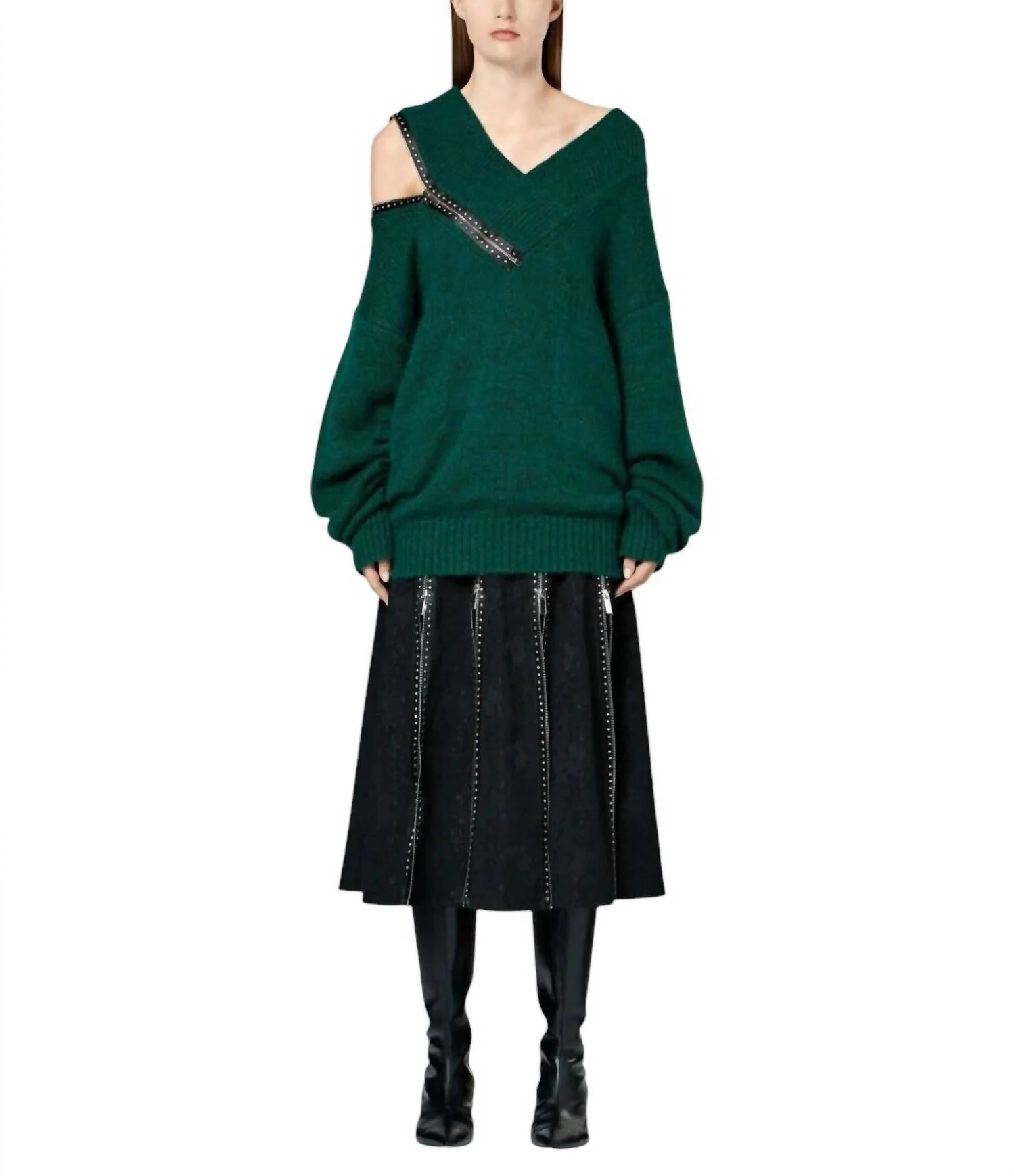 Lace Jacquard Diamond Skirt In Black