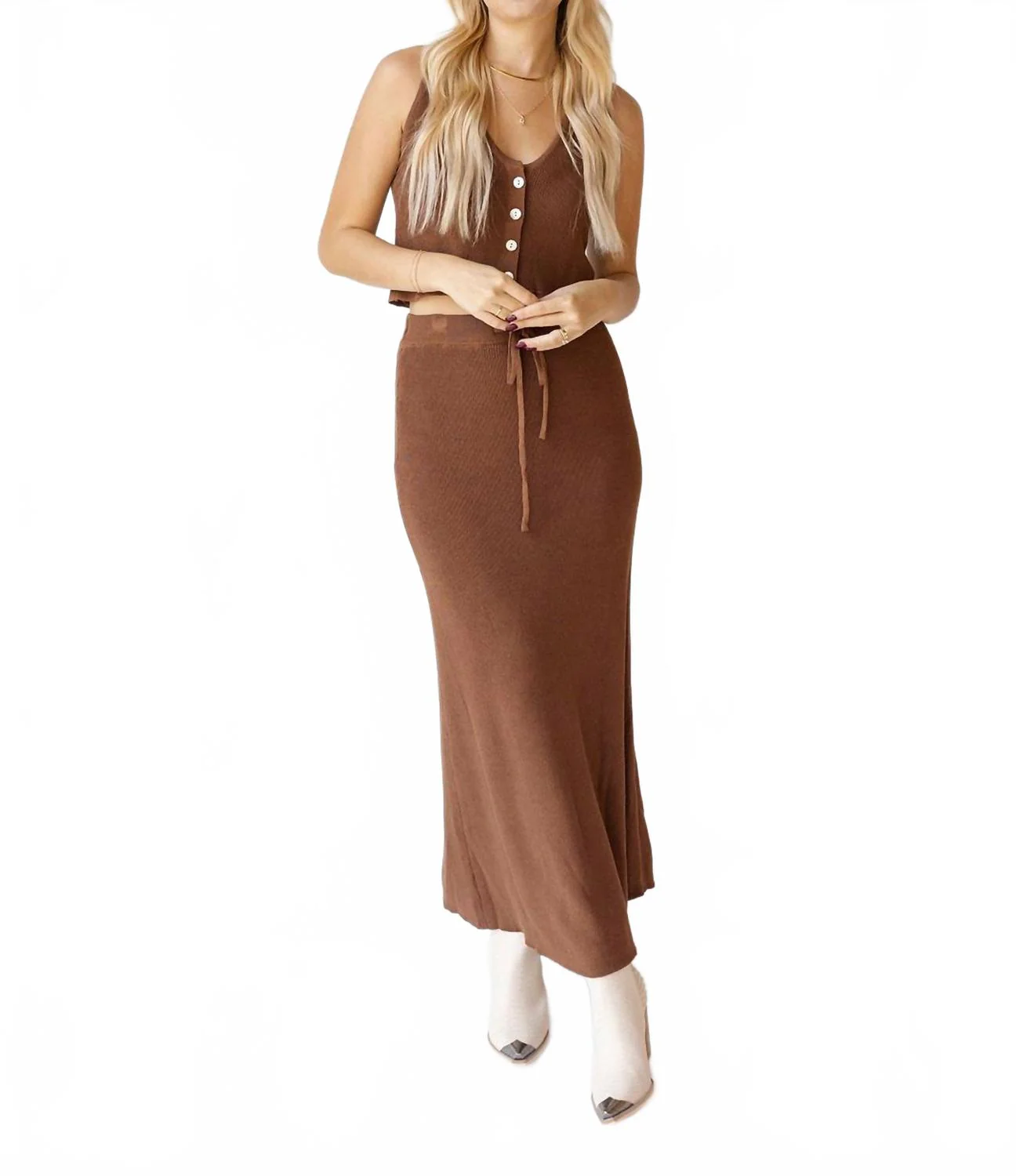 Arlette Knitted Maxi Skirt In Cocoa