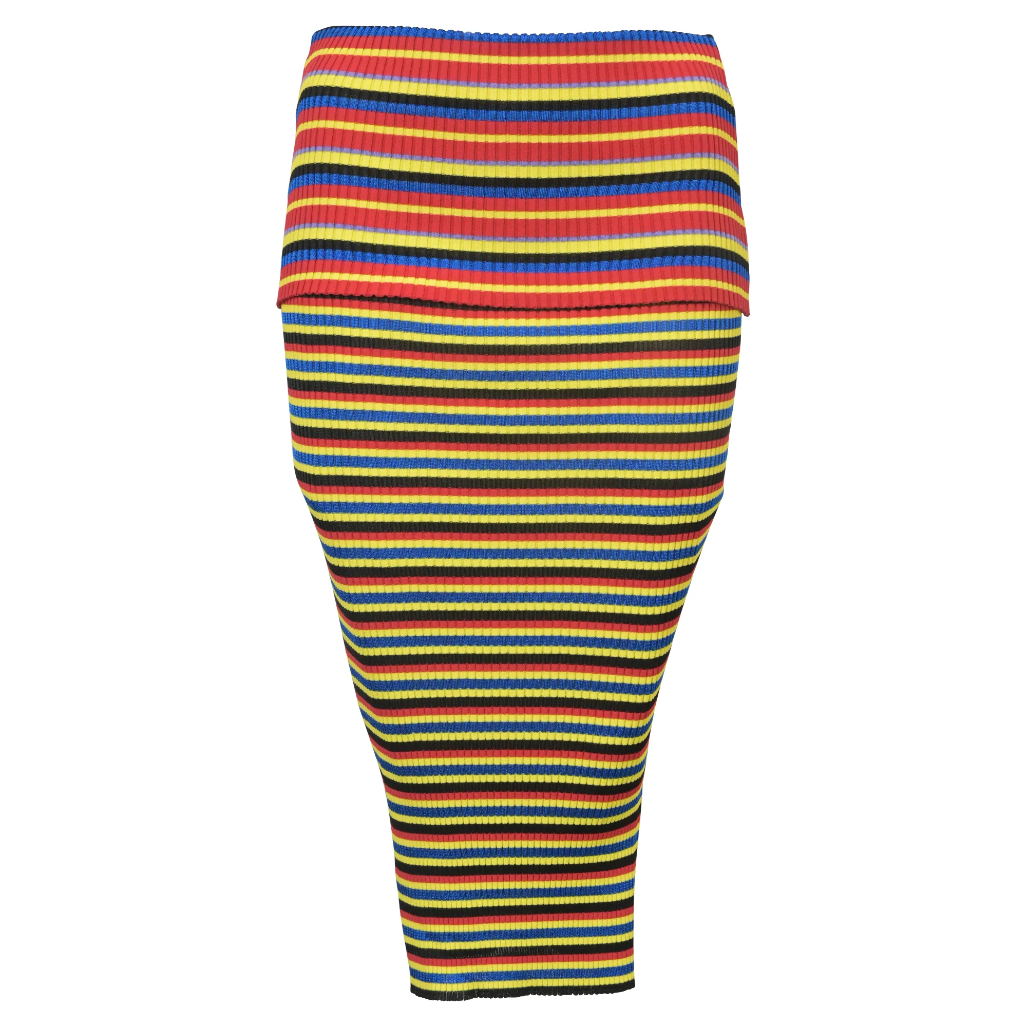 Versace Striped Ribbed-knit Pencil Skirt in Multicolor Wool
